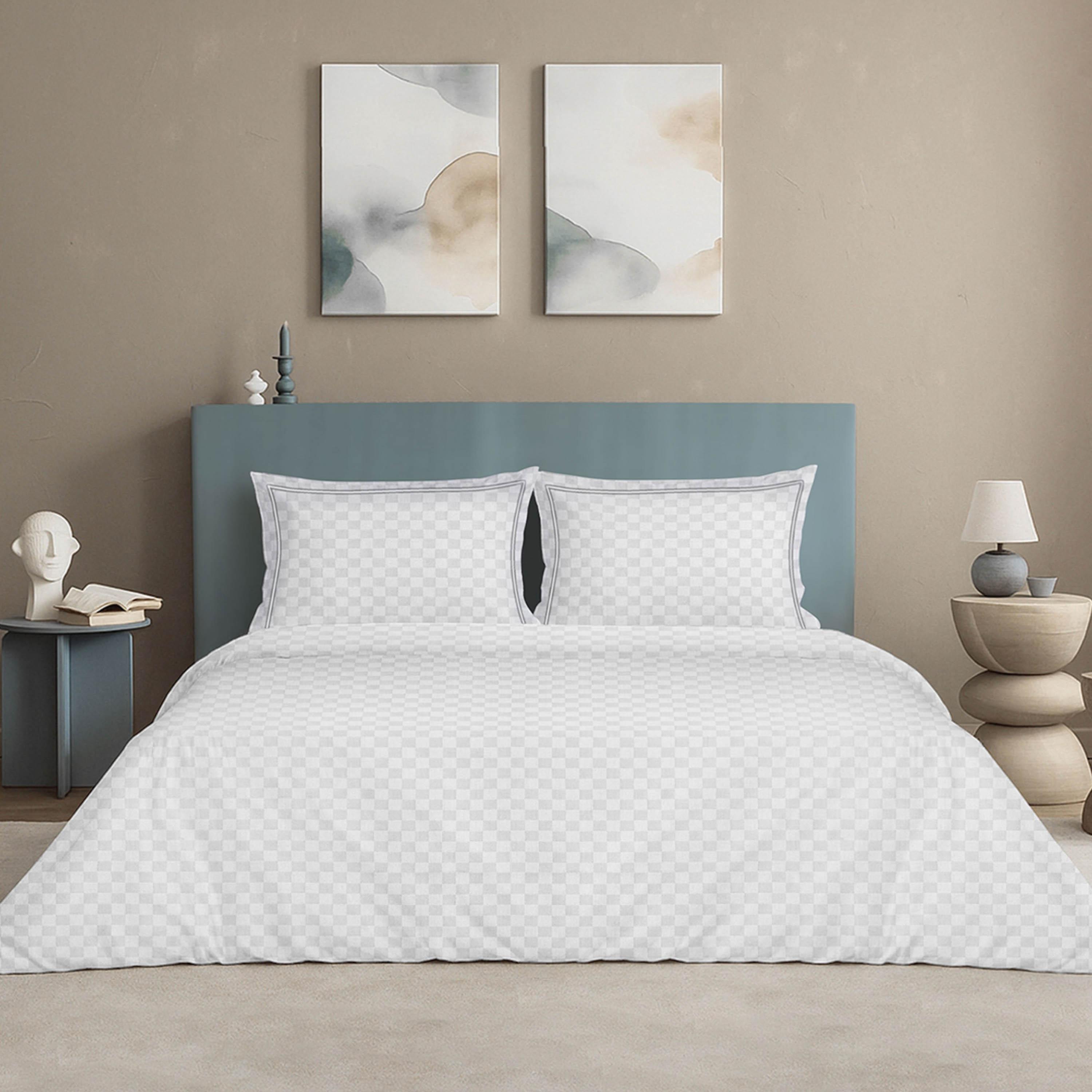 Mulberry Living Urban Grid Cotton 300 Thread Count King Duvet Cover - 240x260 cm