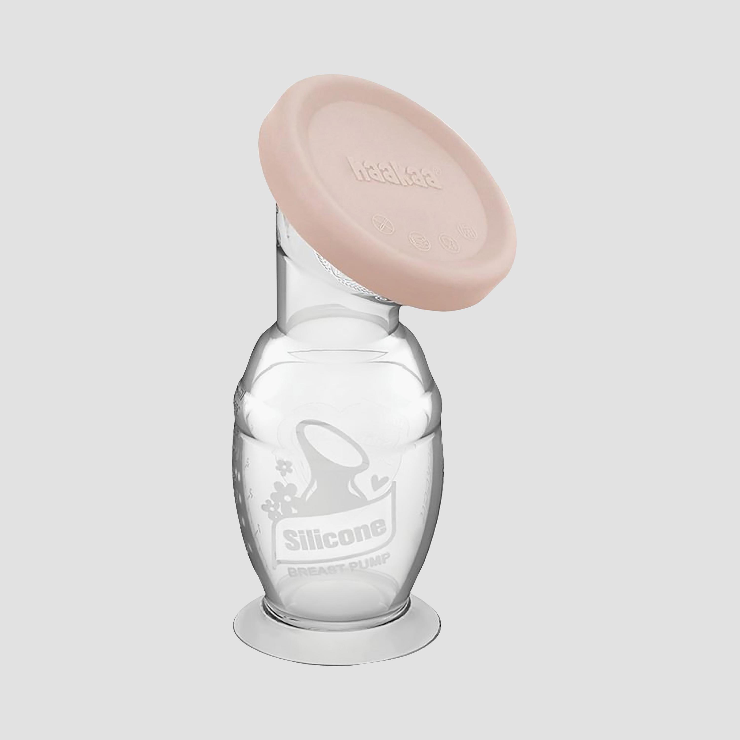 مضخة ثدي السيليكون مع قاعدة شفط وغطاء من هاكا - 150 مل - وردي باهت-baby-feeding-breastfeedingandcare-image-10