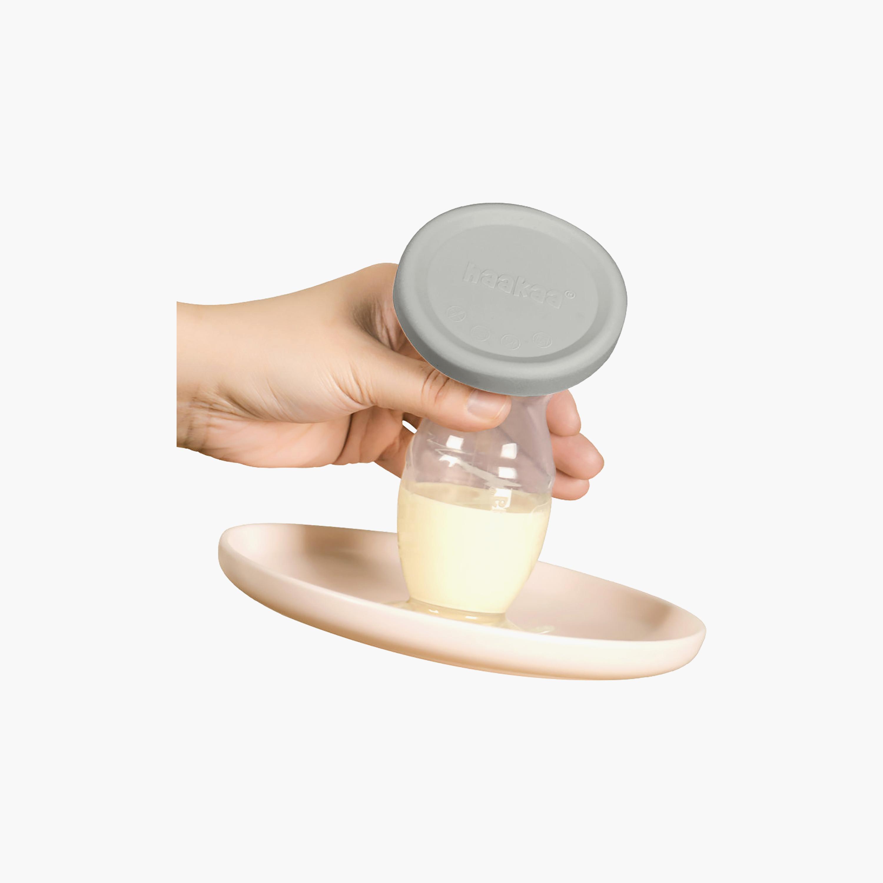 مضخة ثدي السيليكون مع قاعدة شفط وغطاء من هاكا - 150 مل - وردي باهت-baby-feeding-breastfeedingandcare-image-9