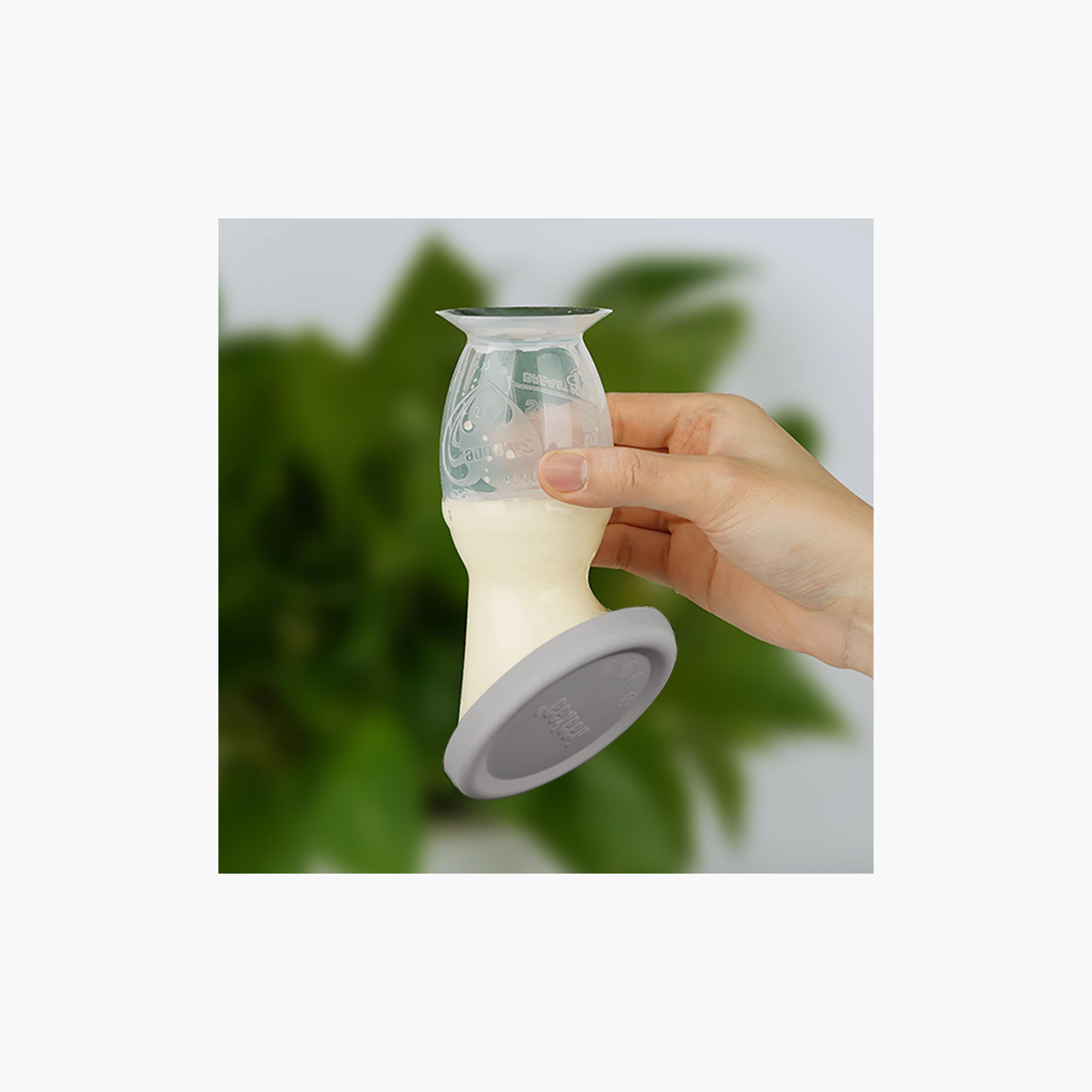 مضخة ثدي السيليكون مع قاعدة شفط وغطاء من هاكا - 150 مل - وردي باهت-baby-feeding-breastfeedingandcare-image-8