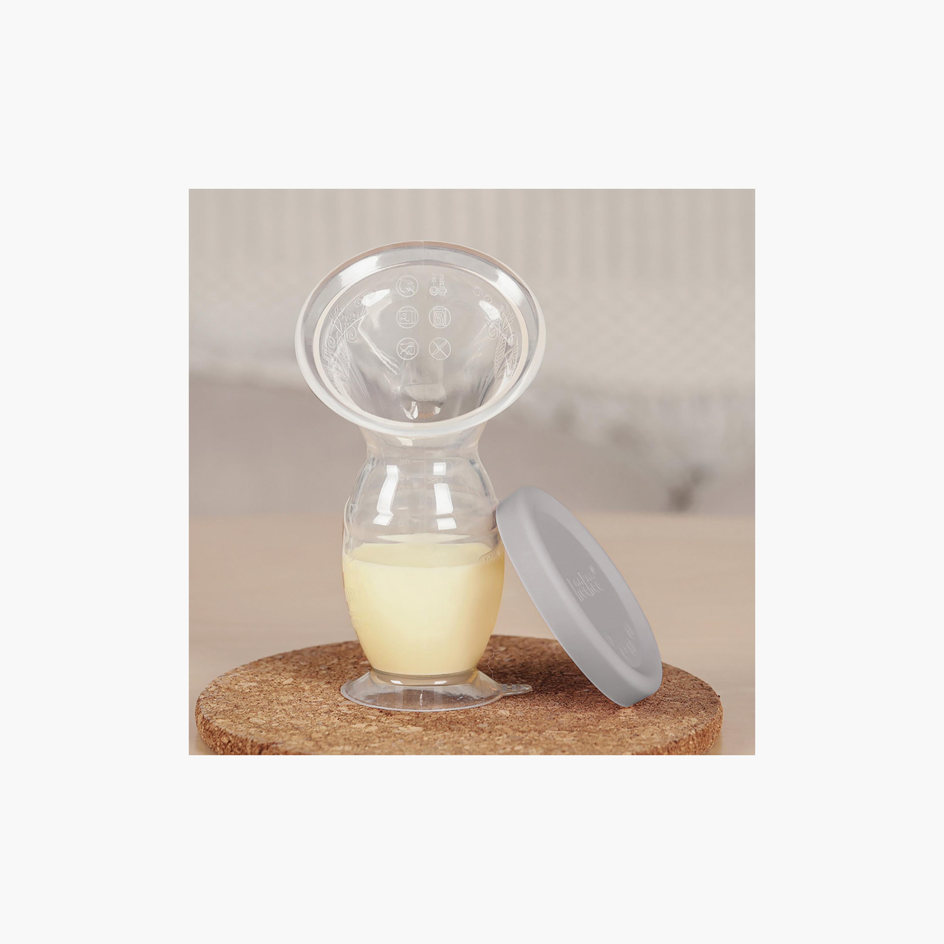 مضخة ثدي السيليكون مع قاعدة شفط وغطاء من هاكا - 150 مل - وردي باهت-baby-feeding-breastfeedingandcare-image-7