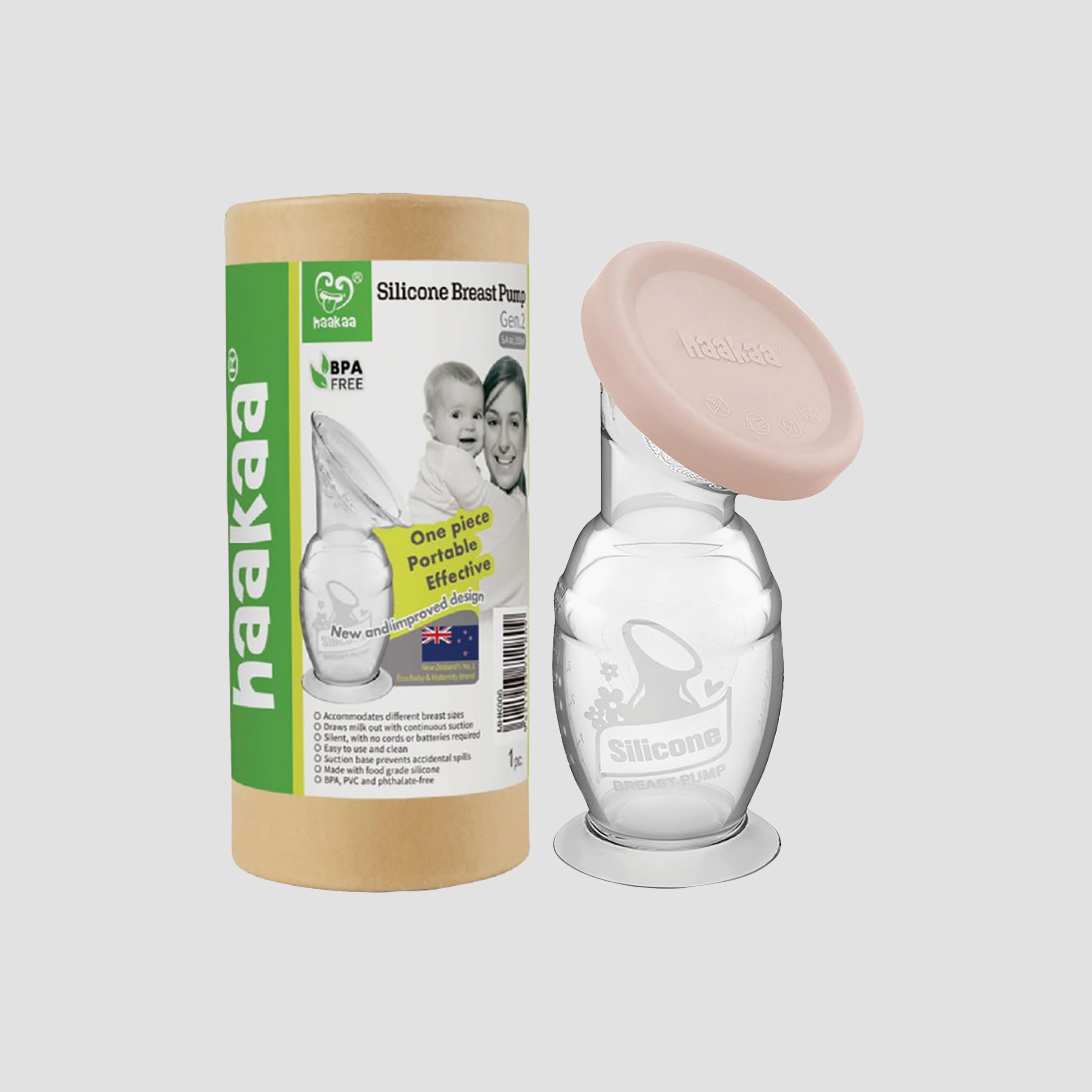 مضخة ثدي السيليكون مع قاعدة شفط وغطاء من هاكا - 150 مل - وردي باهت-baby-feeding-breastfeedingandcare-image-6