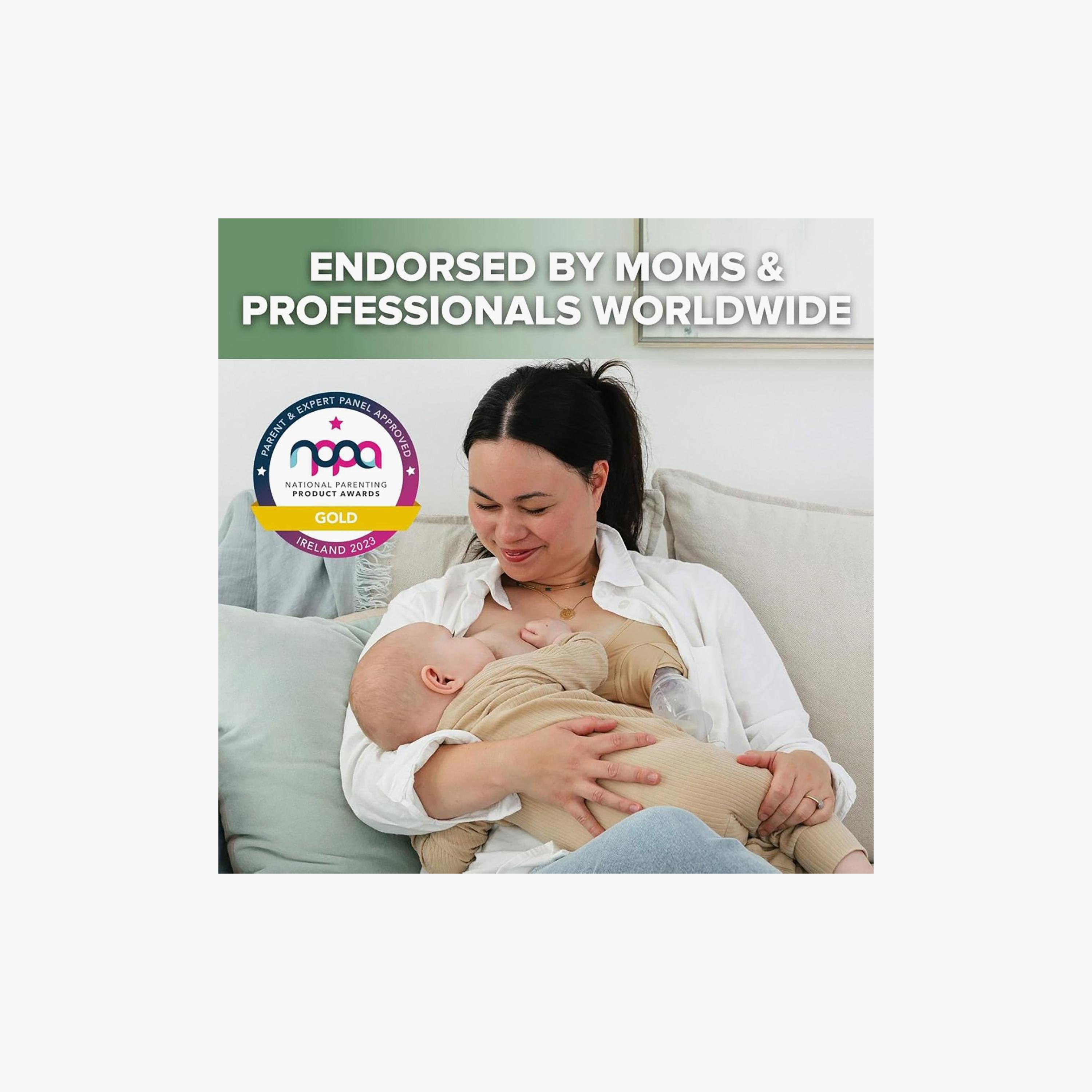 مضخة ثدي السيليكون مع قاعدة شفط وغطاء من هاكا - 150 مل - وردي باهت-baby-feeding-breastfeedingandcare-image-5