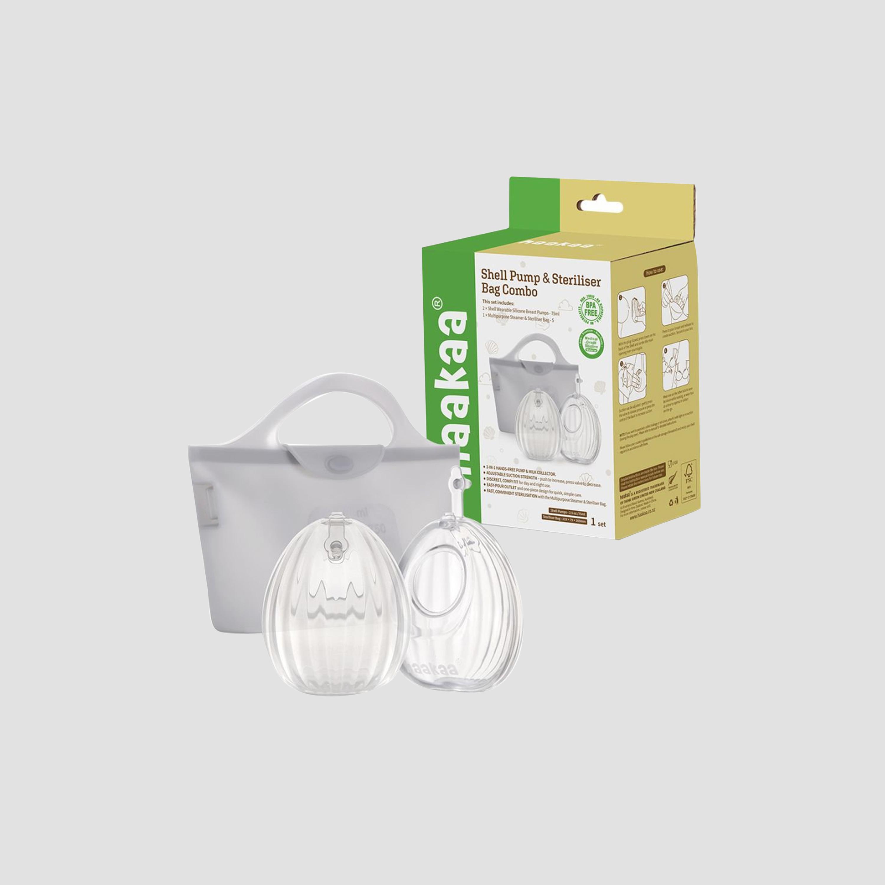 Haakaa 2-Piece Silicone Shell Breast Pumps & Steriliser Bag - 750 ml - Combo-baby-feeding-breastfeedingandcare-image-2