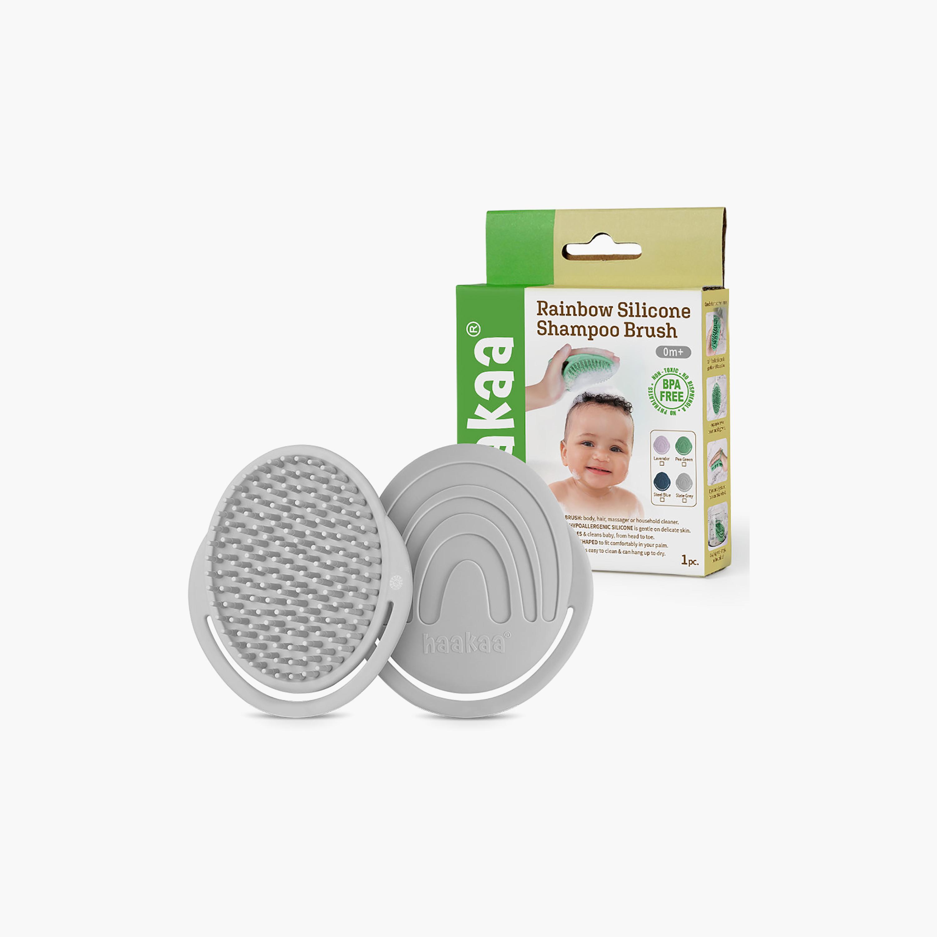 Haakaa Silicone Shampoo Brush - Slate Grey-baby-bathandcare-hairbodyskincare-image-2