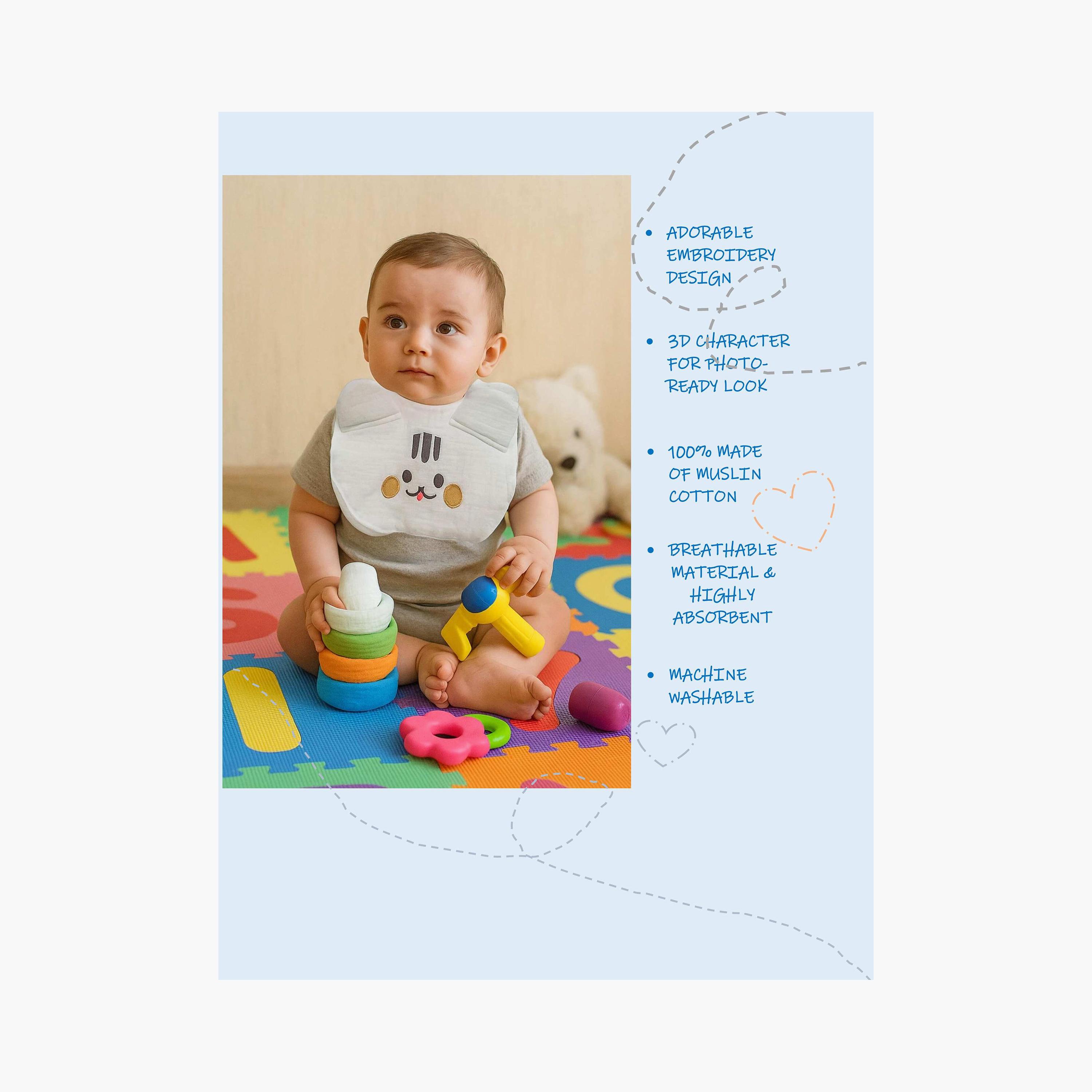 مريلة بأزرار بتصميم الأرنب من كيندر فالي-baby-feeding-bibs-image-6