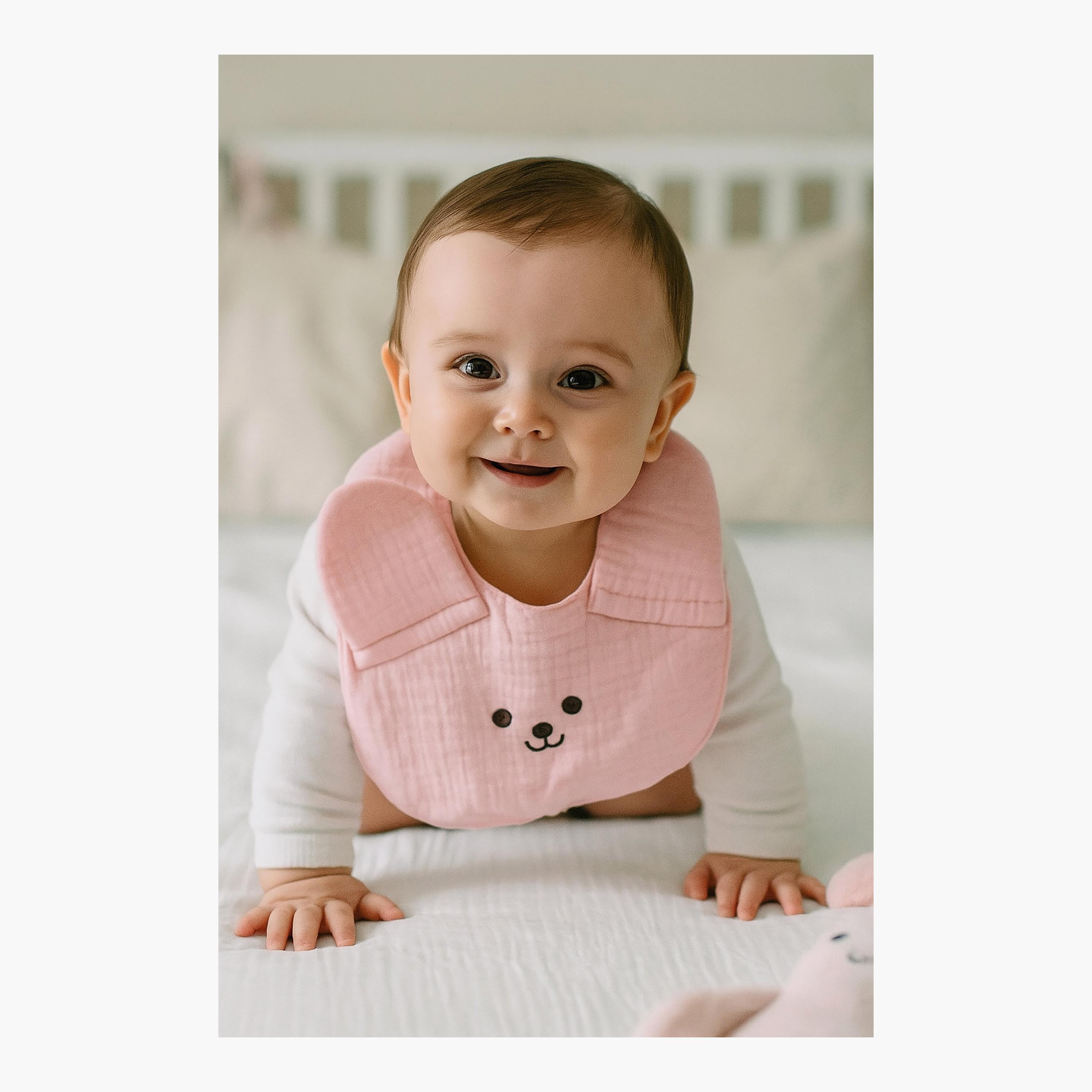 مريلة وردية بأزرار بتصميم الأرنب من كيندر فالي-baby-feeding-bibs-image-5