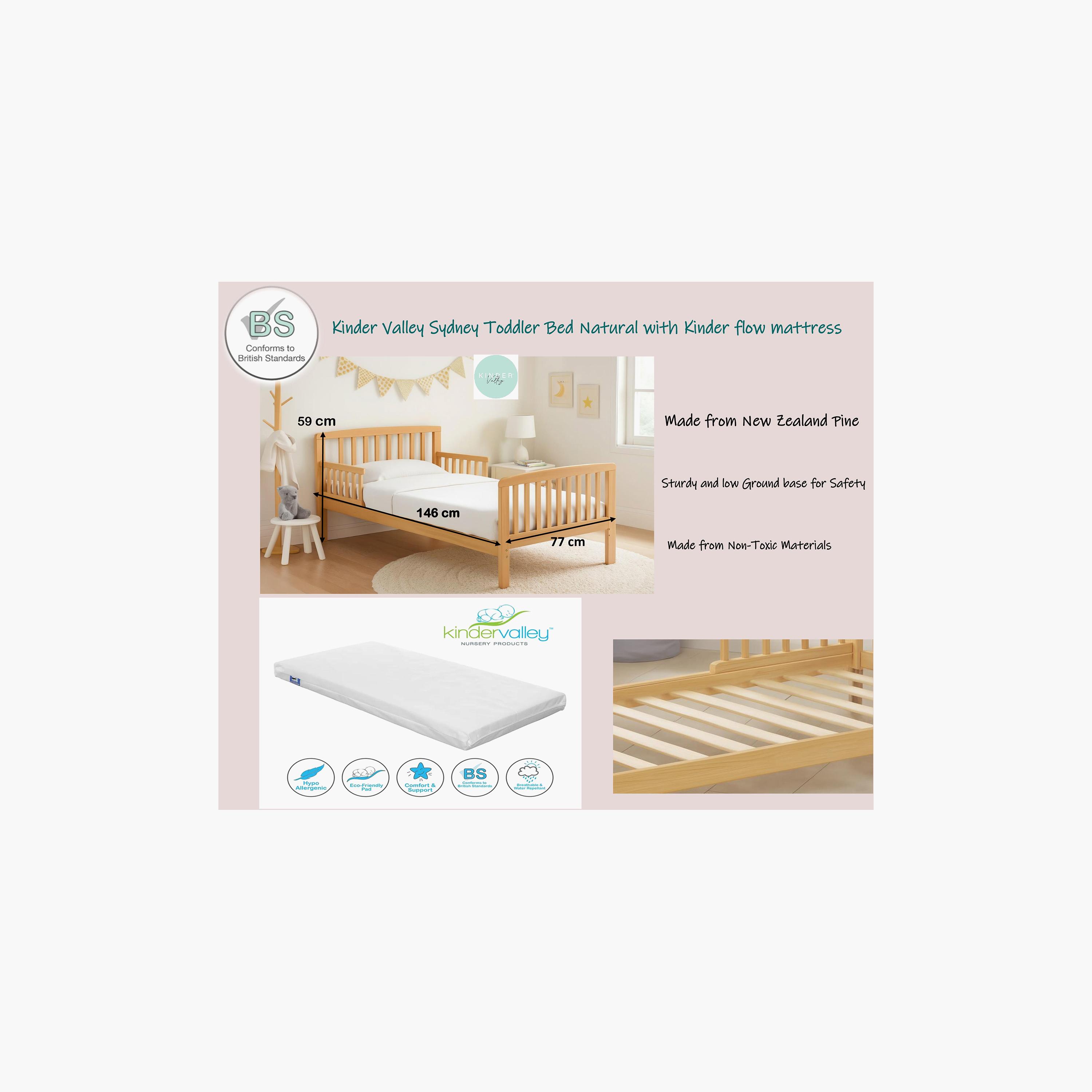Kinder Valley New Zealand Pine Bed with Mattress - Sydney-baby-nursery-furniture-cribsandbeds-beds-image-3