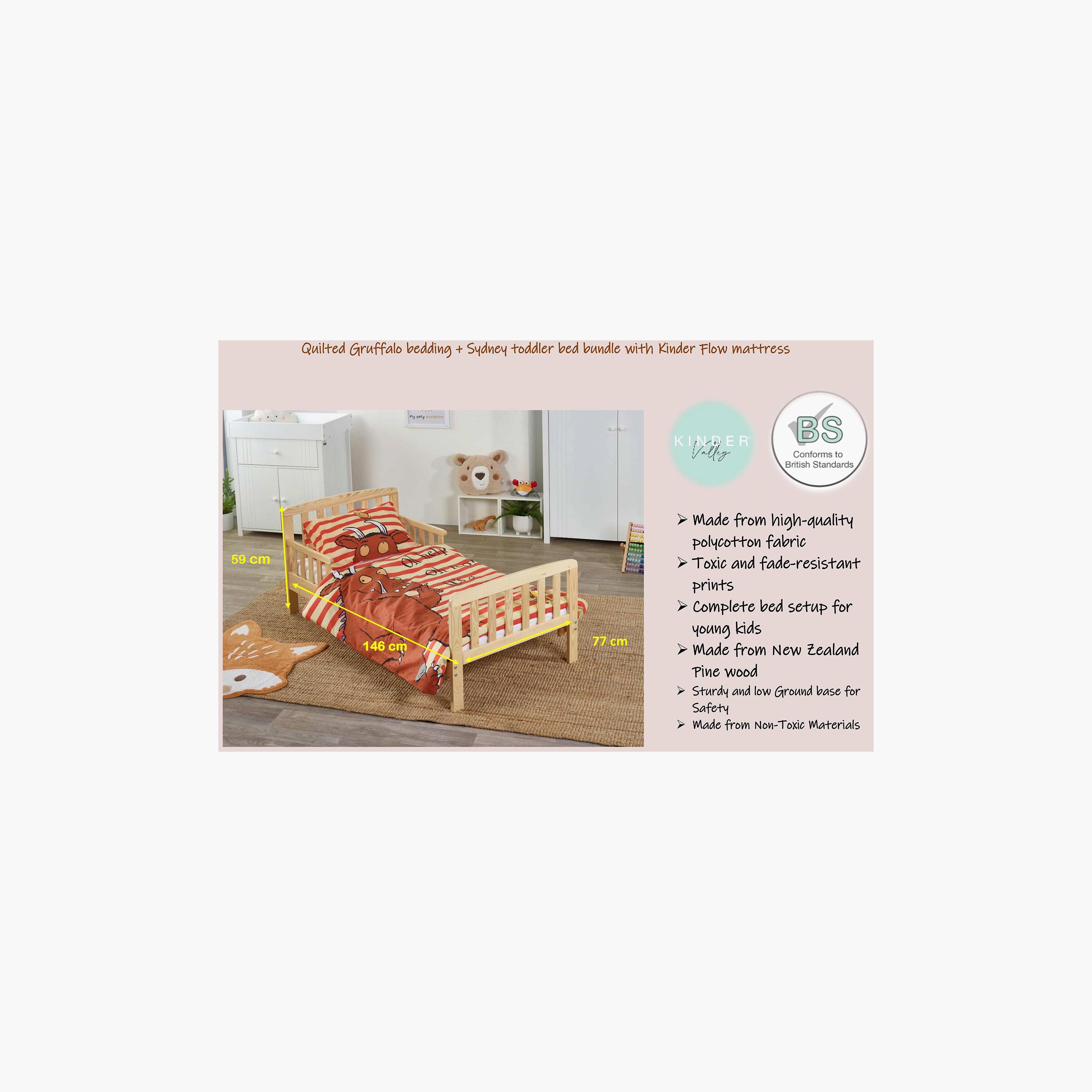 Kinder Valley Quilted Grufallo Bedding Set with Sydney Toddler Bed & Kinderflow Mattress-baby-nursery-babybedding-image-3