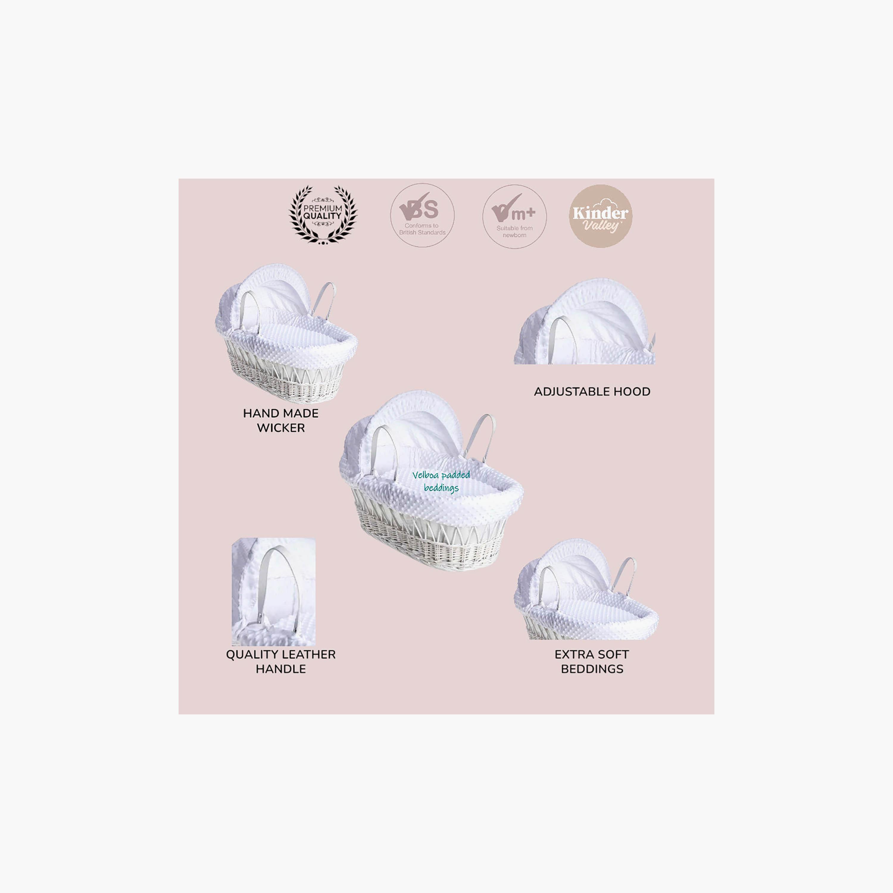 Kinder Valley Wicker Moses Basket - Dimple White-baby-nursery-furniture-mosesbaskets-image-4