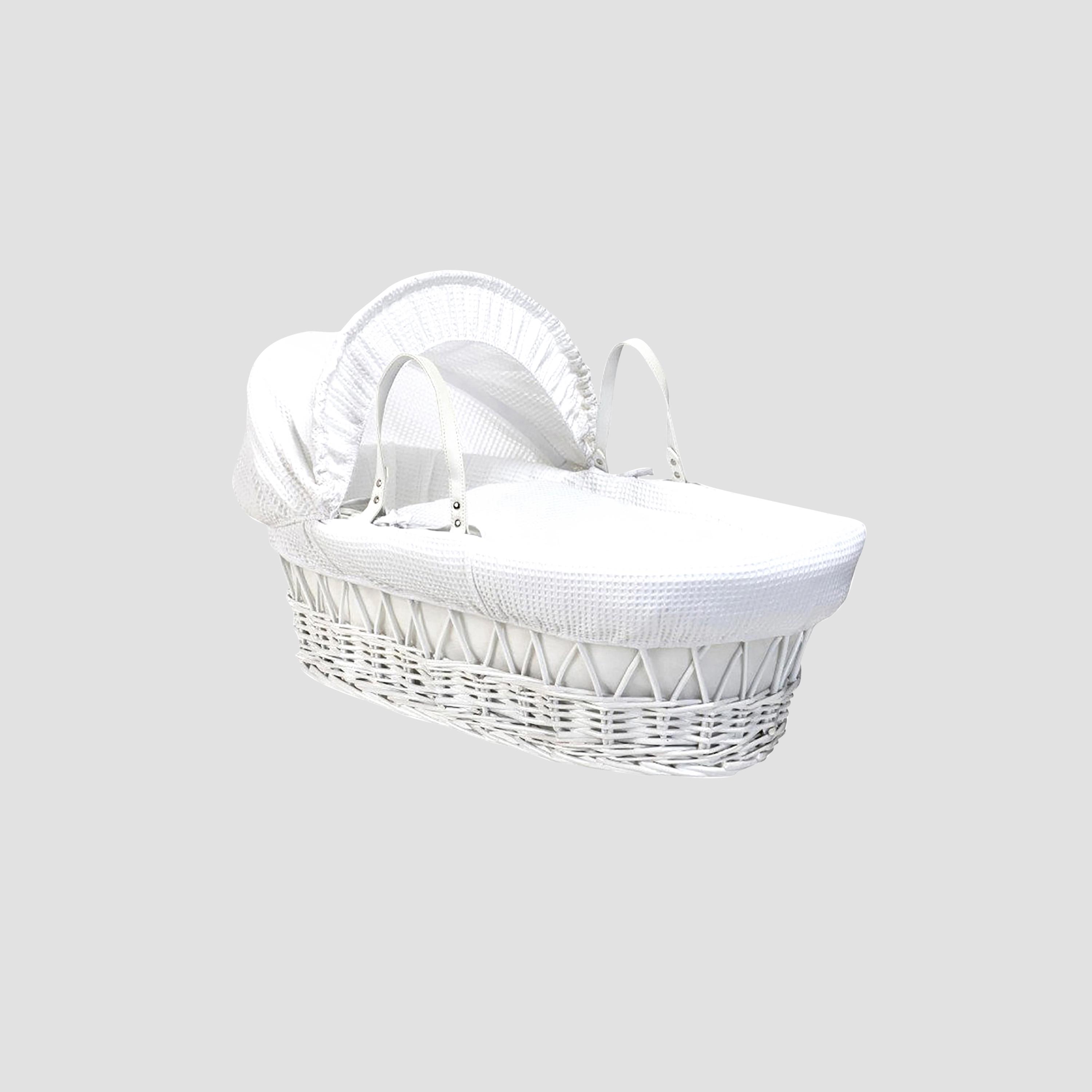 سلة موسى من الخيزران - مجموعة وافل (أبيض) من كيندر فالي-baby-nursery-furniture-mosesbaskets-image-1