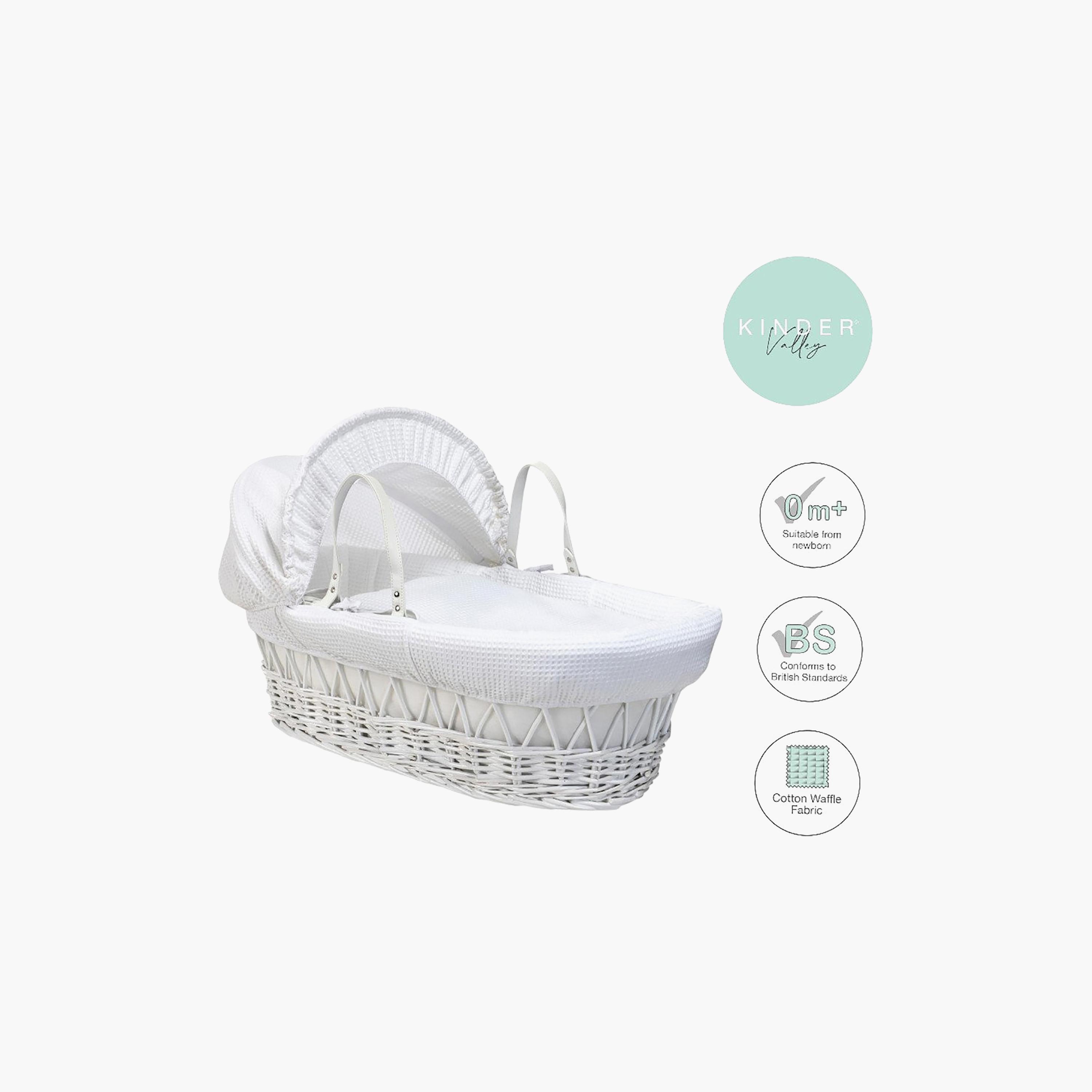 سلة موسى من الخيزران - مجموعة وافل (أبيض) من كيندر فالي-baby-nursery-furniture-mosesbaskets-image-3