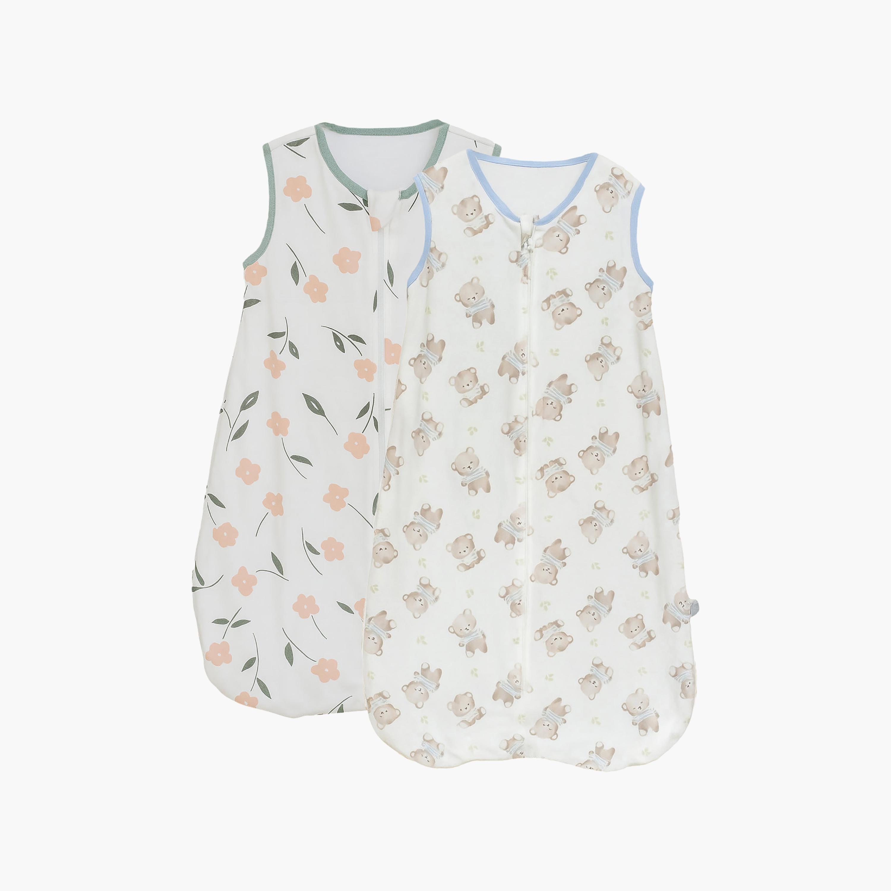 Kinder Valley Sleeveless 2-Piece Cotton Sleeping Bag - Teddy & Flora - S-baby-nursery-blanketsandswaddles-swaddlesandsleepingbags-image-1