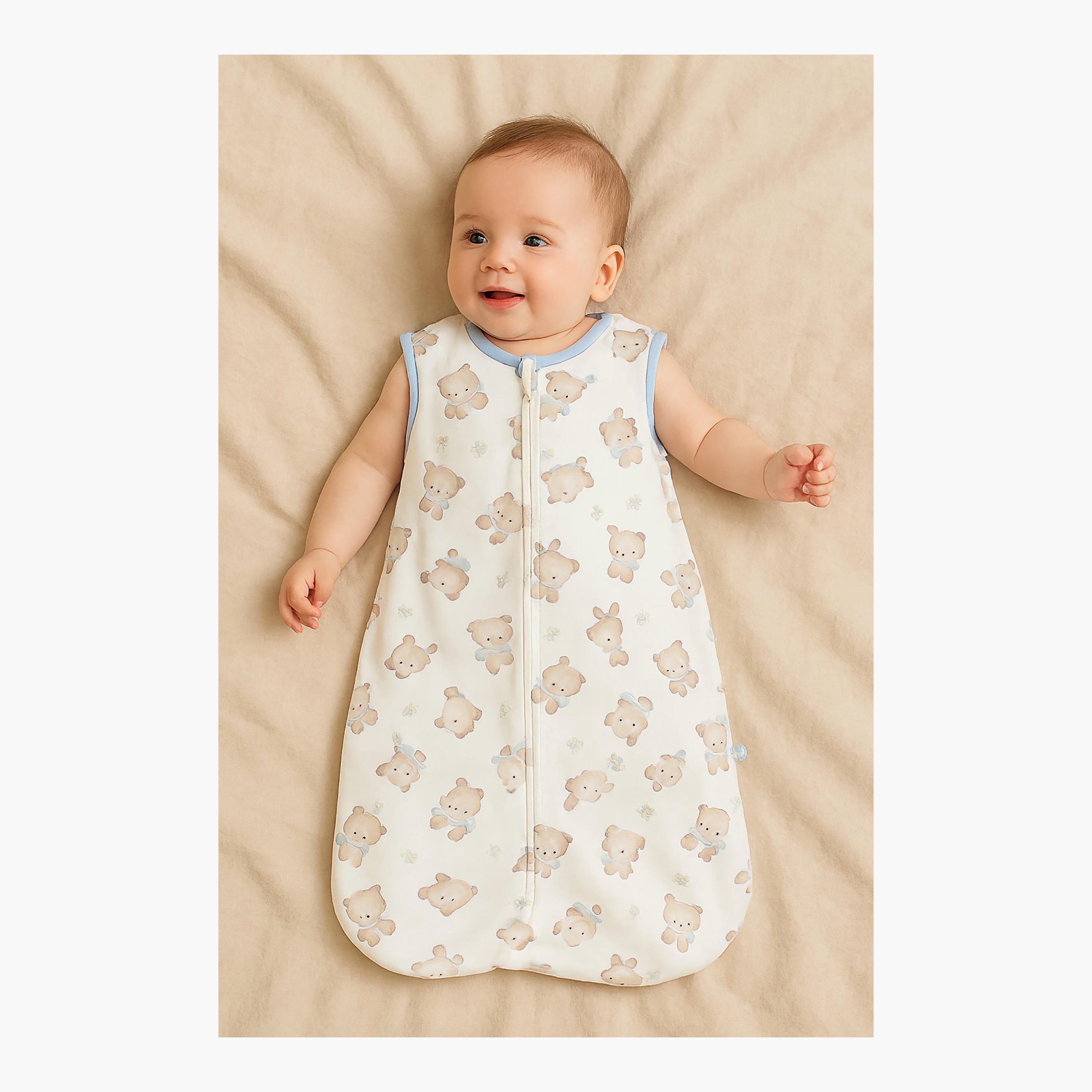 Kinder Valley Sleeveless Cotton Sleeping Bag - Teddy - L-baby-nursery-blanketsandswaddles-swaddlesandsleepingbags-image-2