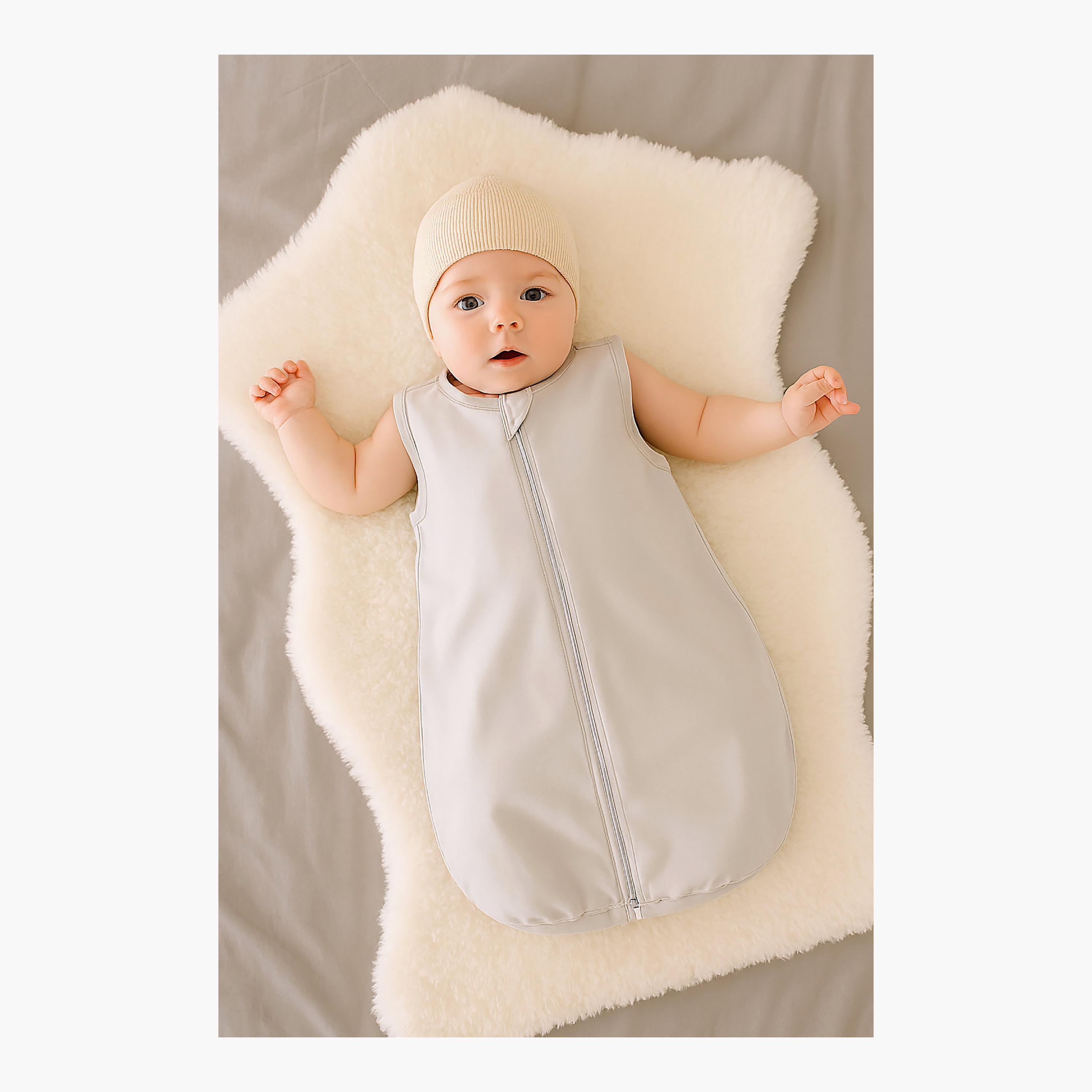 كيس نوم قطني بدون أكمام - رمادي - مقاس S من كيندر فالي-baby-nursery-blanketsandswaddles-swaddlesandsleepingbags-image-3