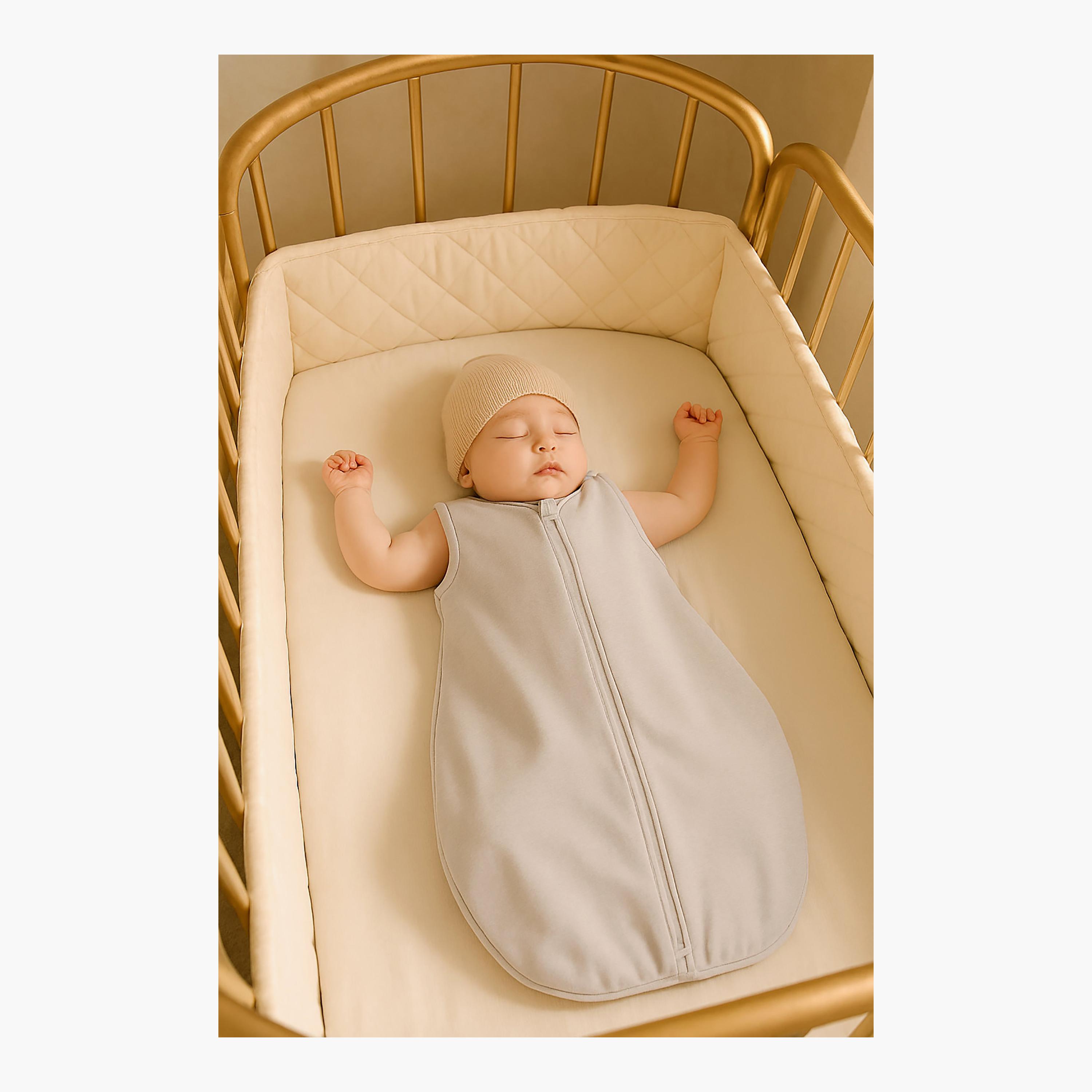 كيس نوم قطني بدون أكمام - رمادي - مقاس S من كيندر فالي-baby-nursery-blanketsandswaddles-swaddlesandsleepingbags-image-4