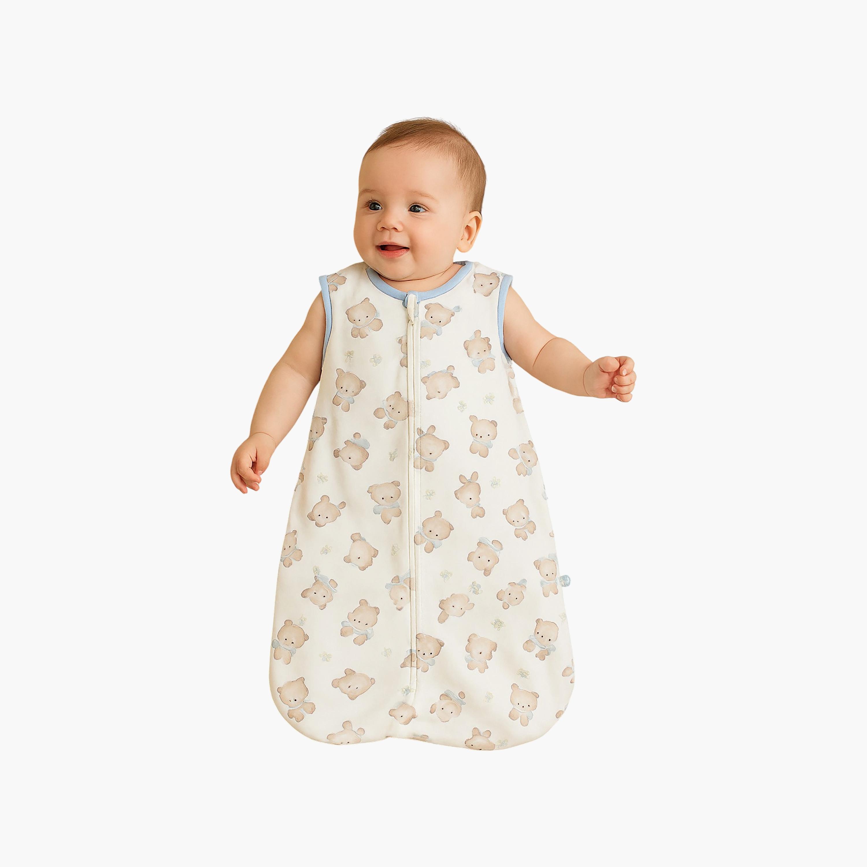 Kinder Valley 2-Piece Sleeveless Cotton Sleeping Bag - Teddy & Pink - M-baby-nursery-blanketsandswaddles-swaddlesandsleepingbags-image-2
