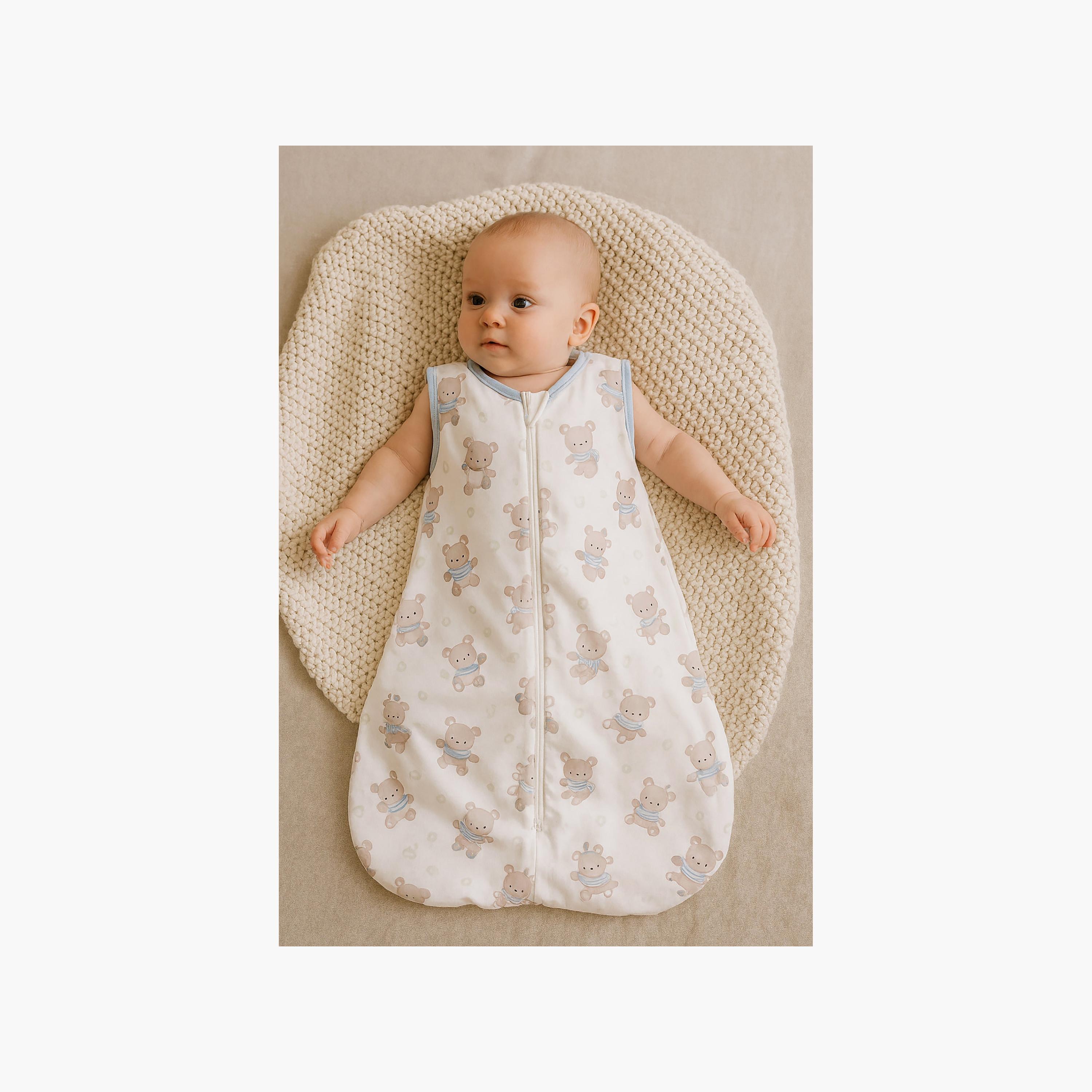 Kinder Valley 2-Piece Sleeveless Cotton Sleeping Bag - Teddy & Pink - M-baby-nursery-blanketsandswaddles-swaddlesandsleepingbags-image-3