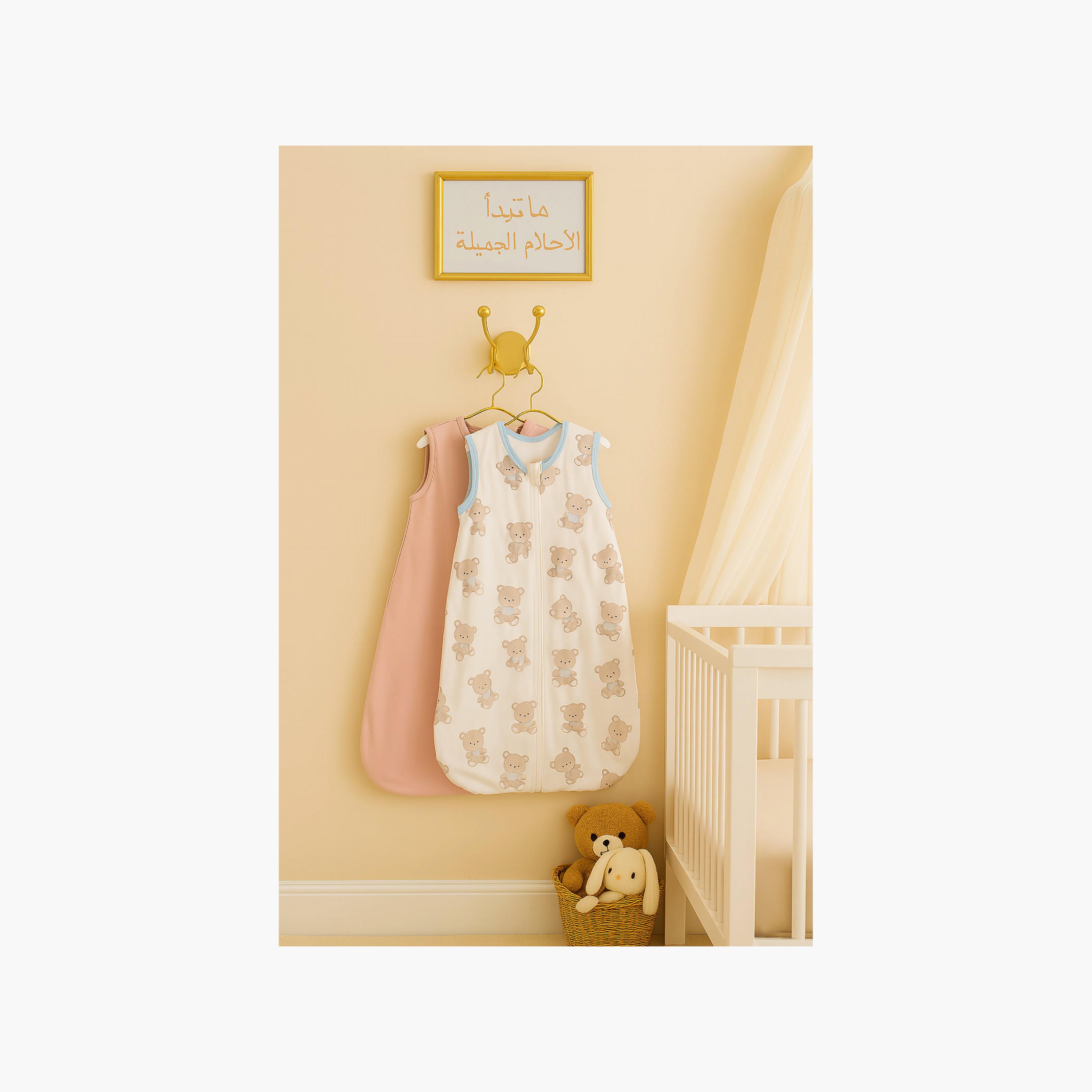 Kinder Valley 2-Piece Sleeveless Cotton Sleeping Bag - Teddy & Pink - M-baby-nursery-blanketsandswaddles-swaddlesandsleepingbags-image-4