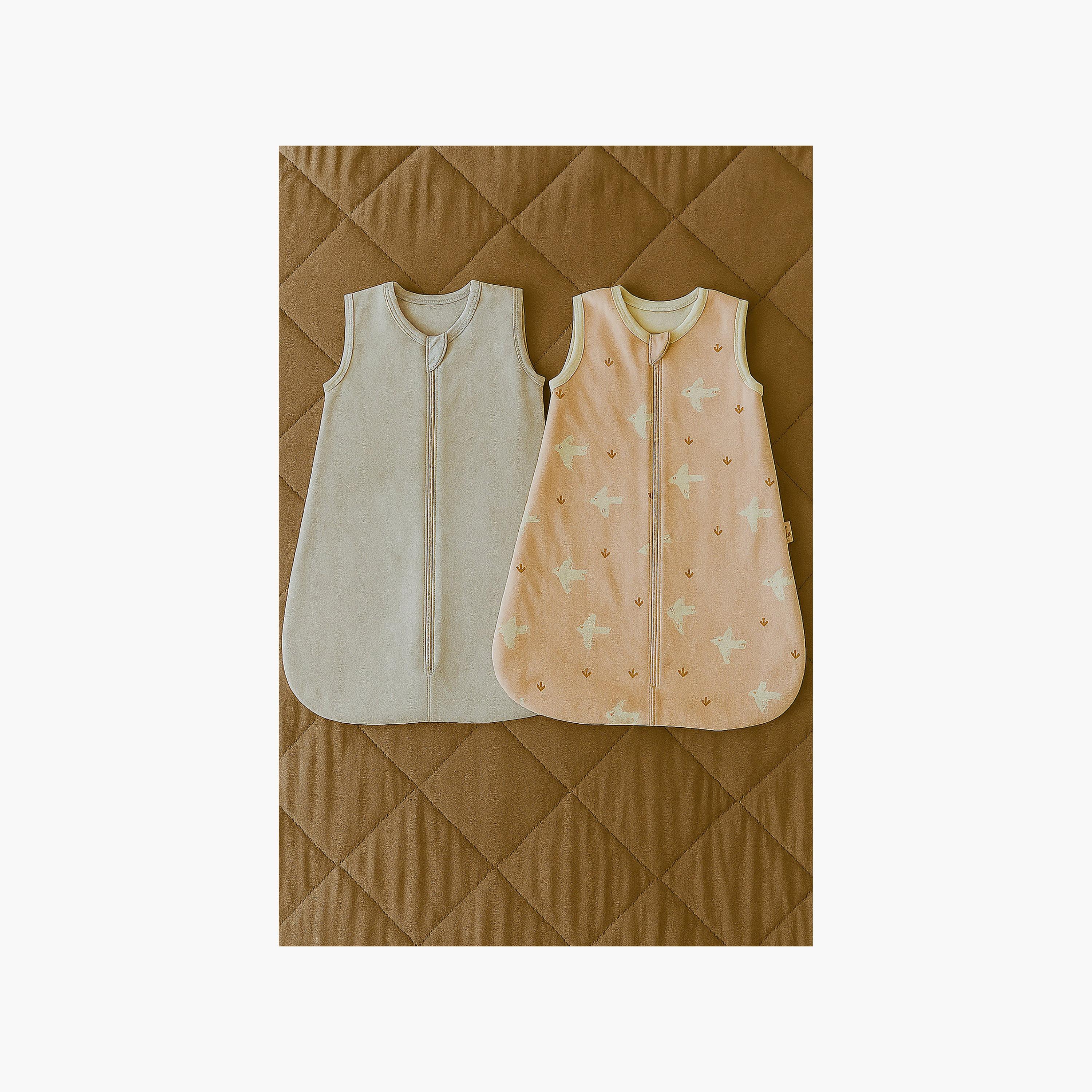 Kinder Valley 2-Piece Sleeveless Cotton Sleeping Bag - Starling Dream & Grey - L-baby-nursery-blanketsandswaddles-swaddlesandsleepingbags-image-2
