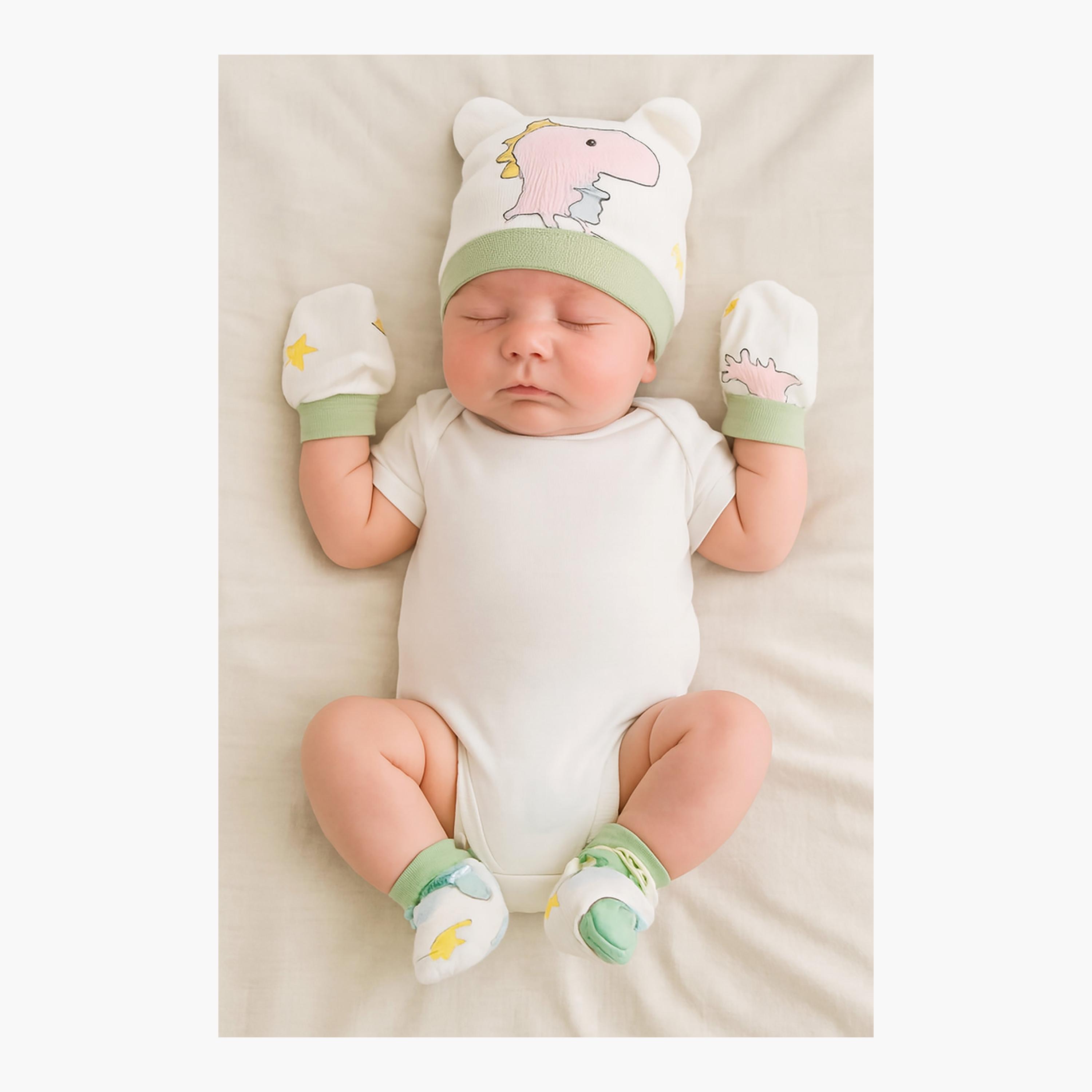 طقم مواليد جدد (5 قطع) - أخضر من كيندر فالي-baby-boys-accessories-mittens-image-3