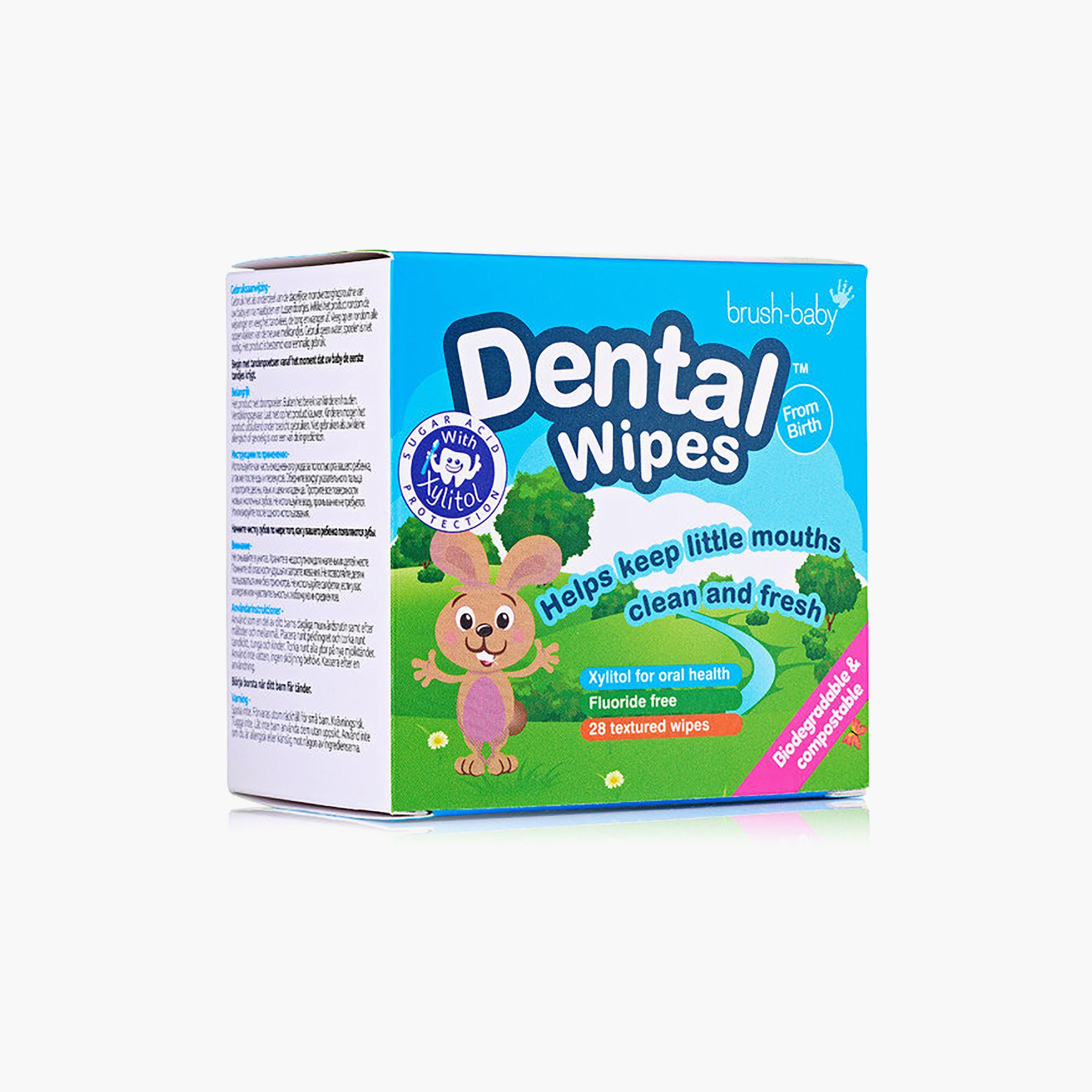 Brush Baby 28-Piece Biodegradable Dental Wipes-baby-bathandcare-oralcare-teethanddentalcare-image-1