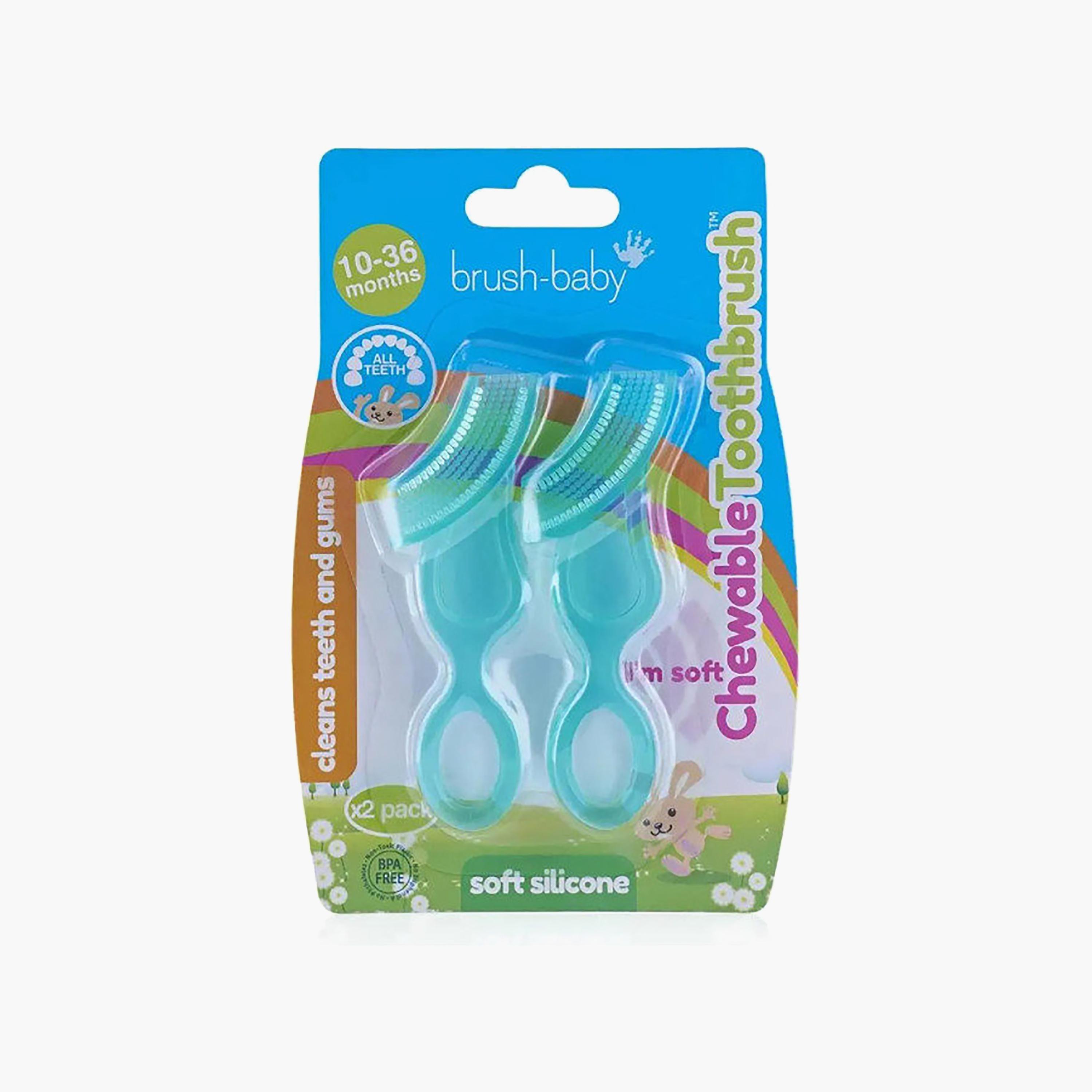 Brush Baby 2-Piece Chewable Toothbrush - Teal - 10-36 Months-baby-bathandcare-oralcare-image-2