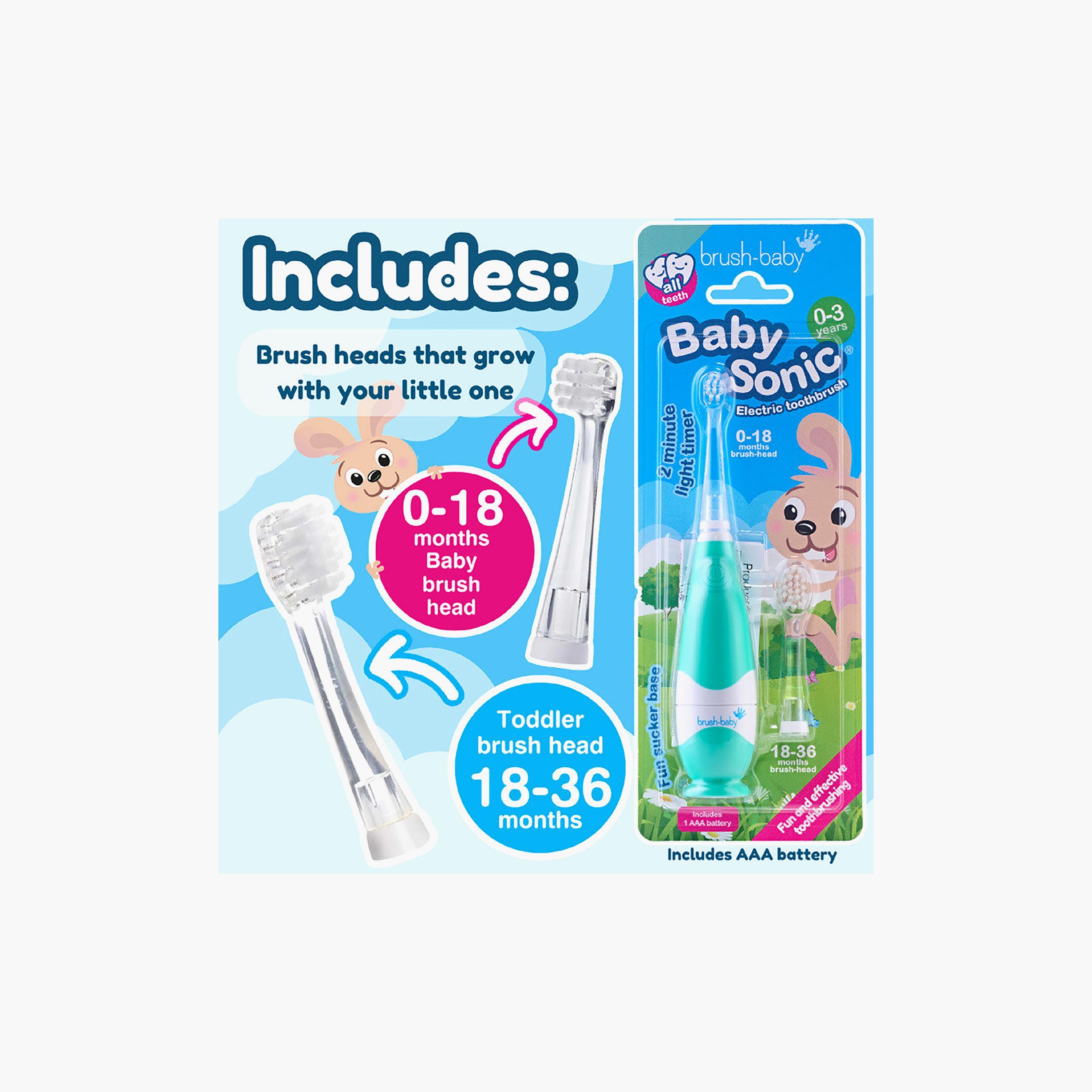 فرشاة أسنان كهربائية مع رأسي فرشاة - بيبي سونيك - 0-3 سنوات من براش بيبي-baby-bathandcare-oralcare-image-3