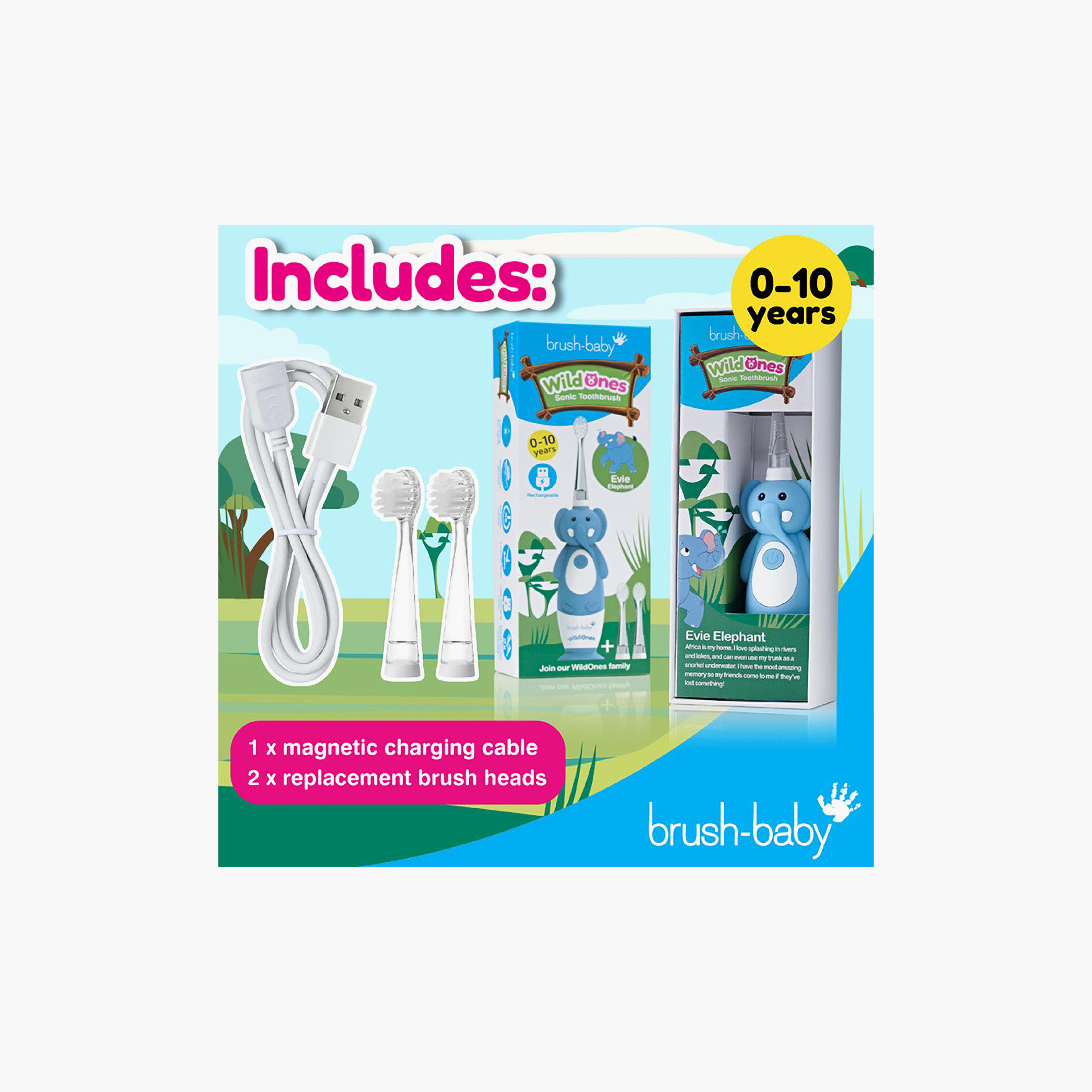Brush Baby WildOnes Rechargeable Sonic Toothbrush - Elephant-baby-bathandcare-oralcare-image-7