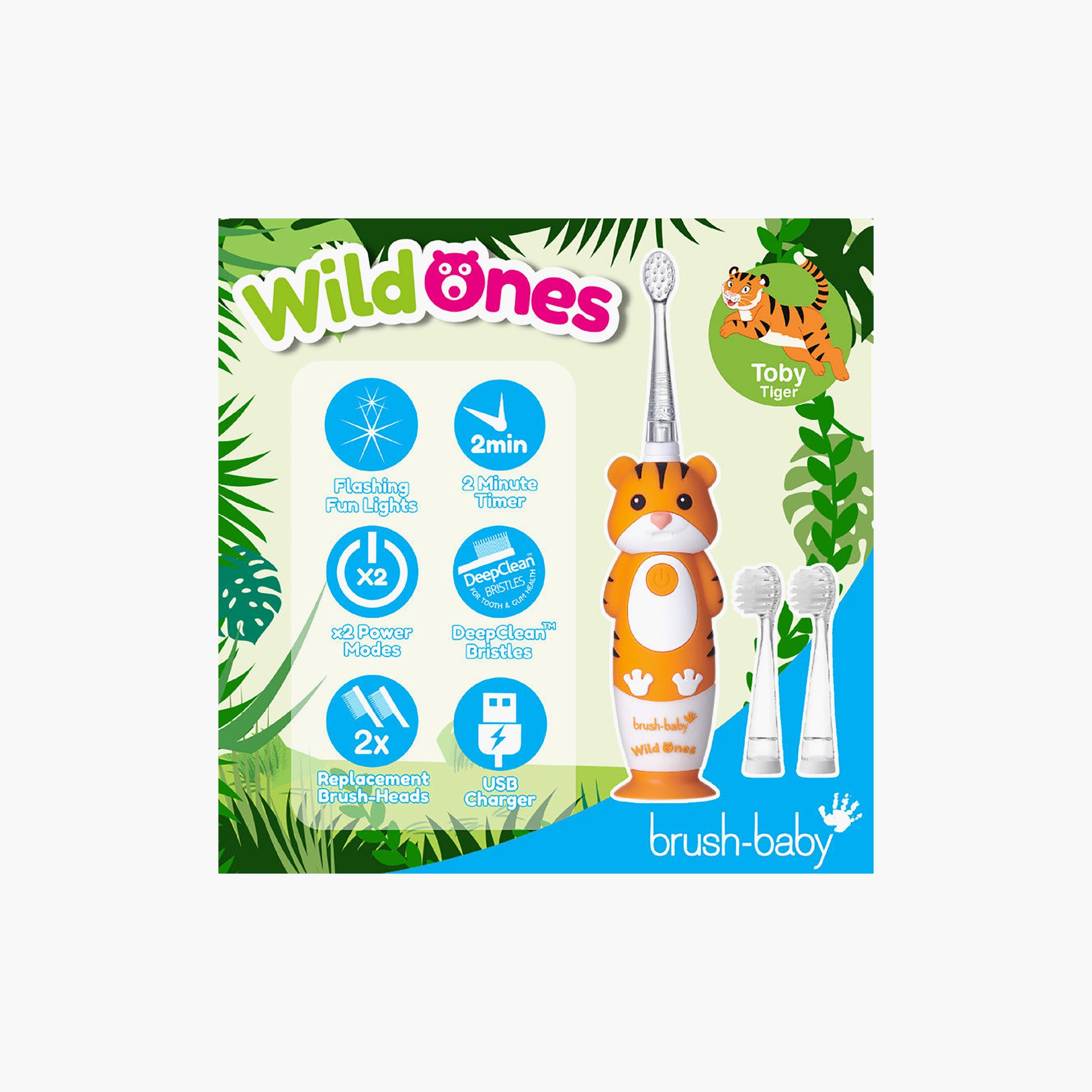 Brush Baby WildOnes Rechargeable Sonic Toothbrush - Tiger-baby-bathandcare-oralcare-image-3