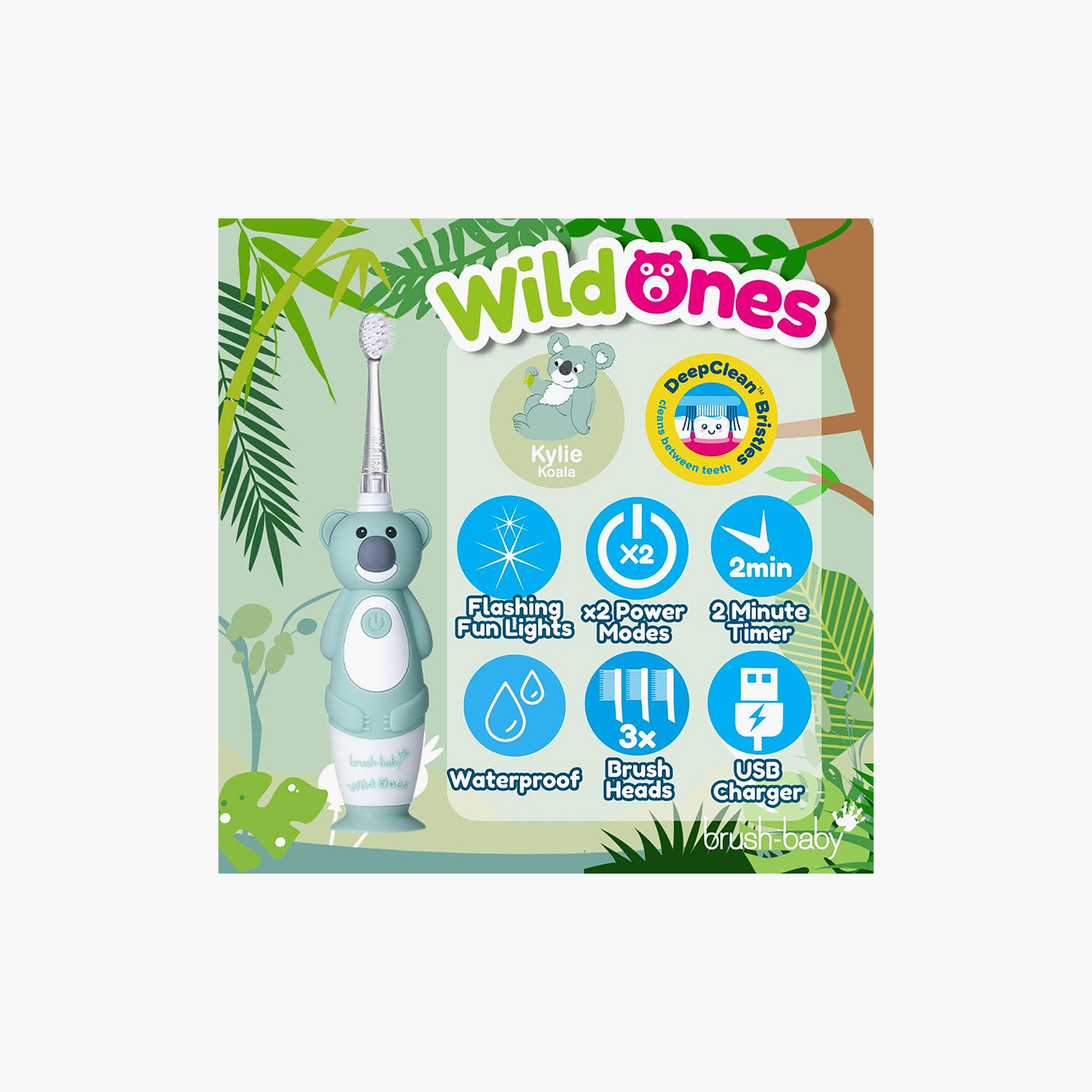 Brush Baby WildOnes Rechargeable Sonic Toothbrush - Tiger-baby-bathandcare-oralcare-image-2
