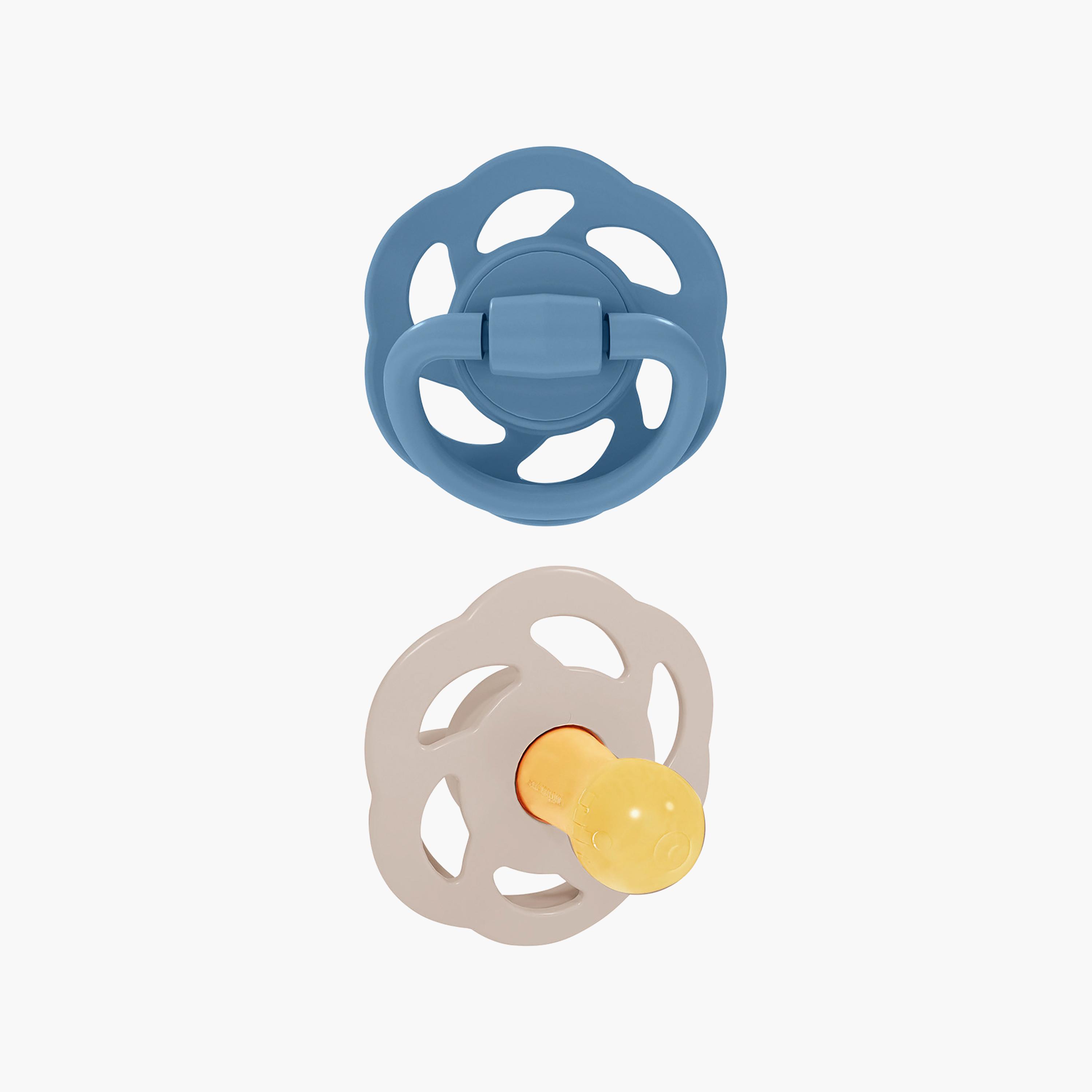 Nip 2-Piece Cherry Pacifier Round Soother - 0-6 Months - Brown & Blue-baby-feeding-pacifiers-image-1