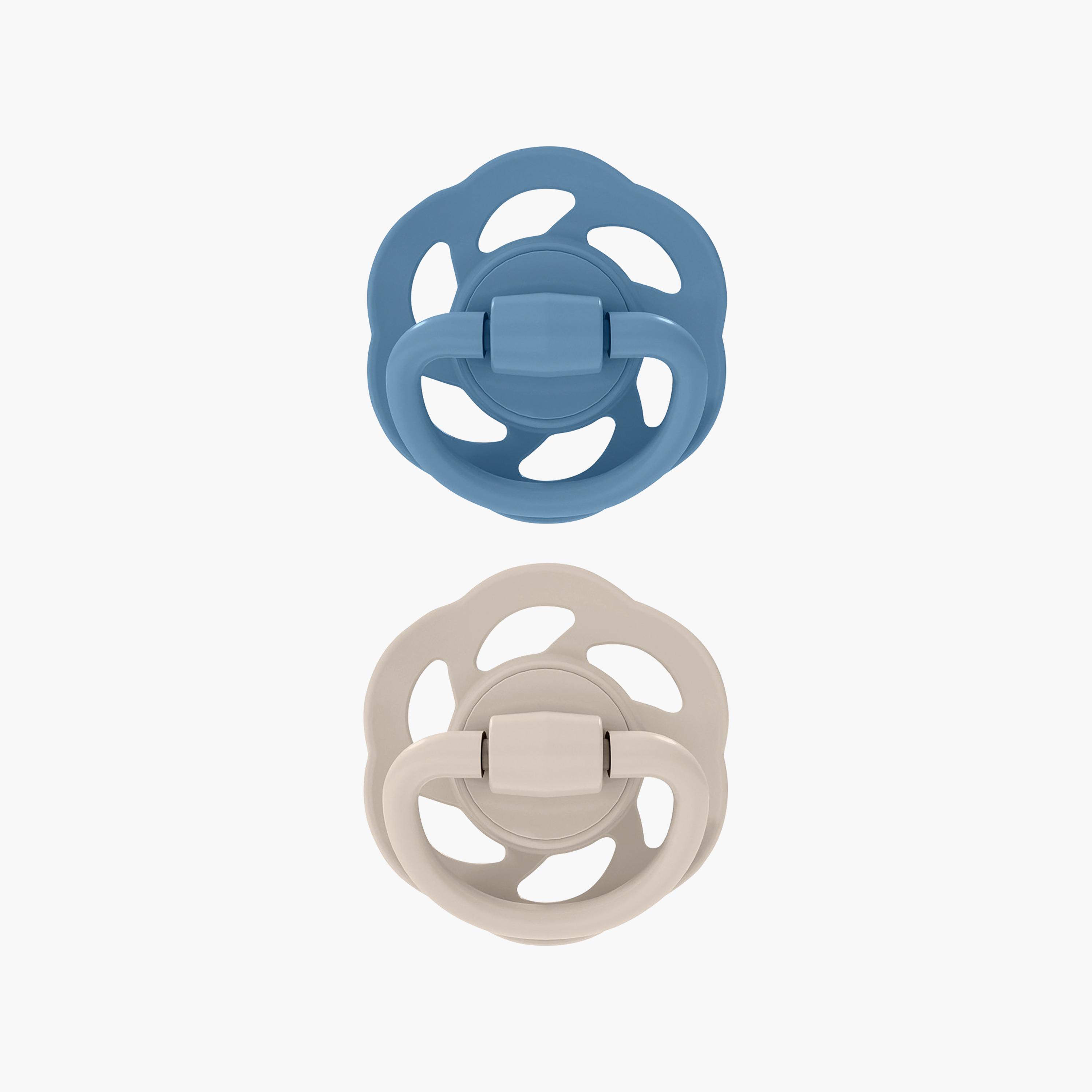 Nip 2-Piece Cherry Pacifier Round Soother - 0-6 Months - Brown & Blue-baby-feeding-pacifiers-image-2