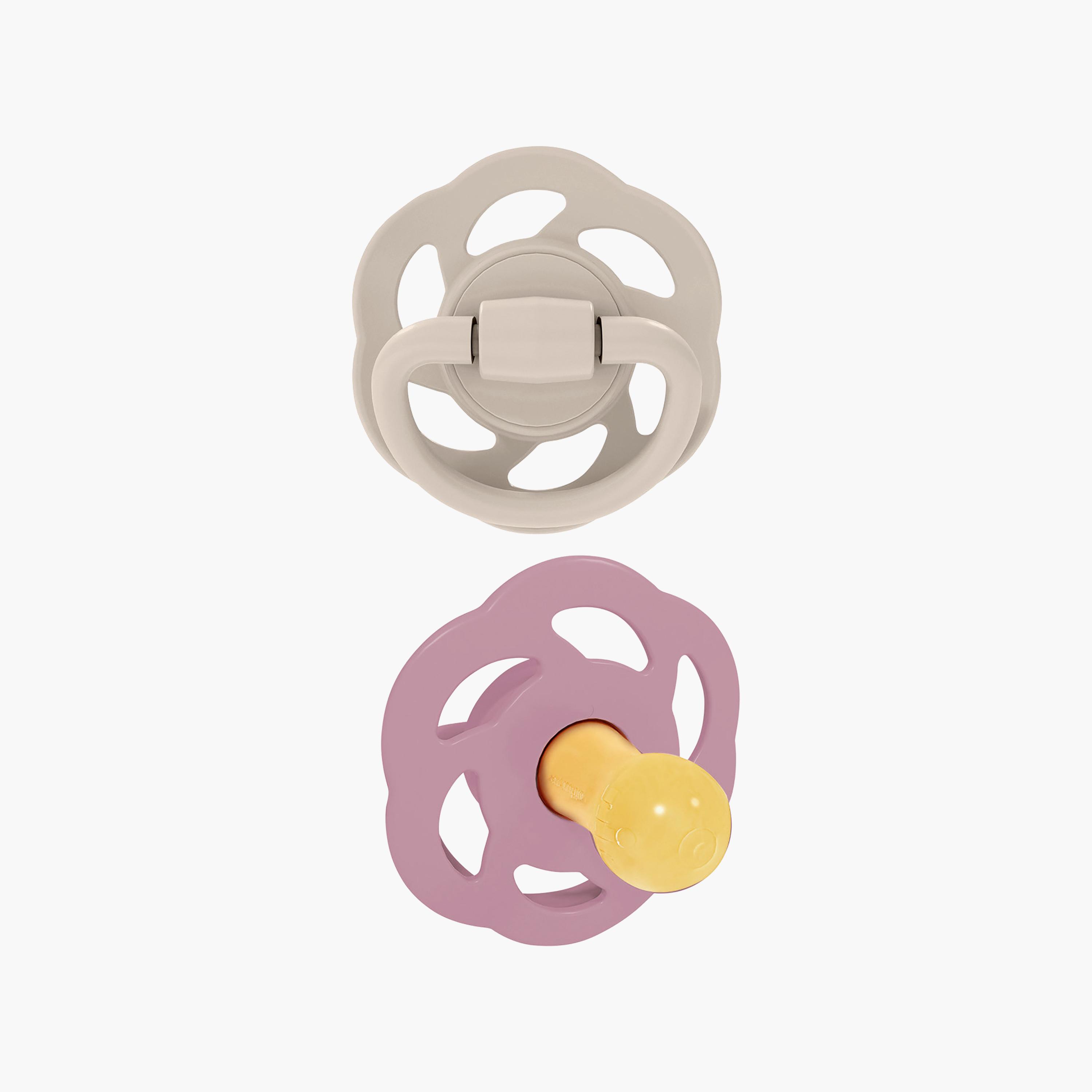 Nip 2-Piece Cherry Pacifier Round Soother - 0-6 Months - Purple & Grey-baby-feeding-pacifiers-image-1
