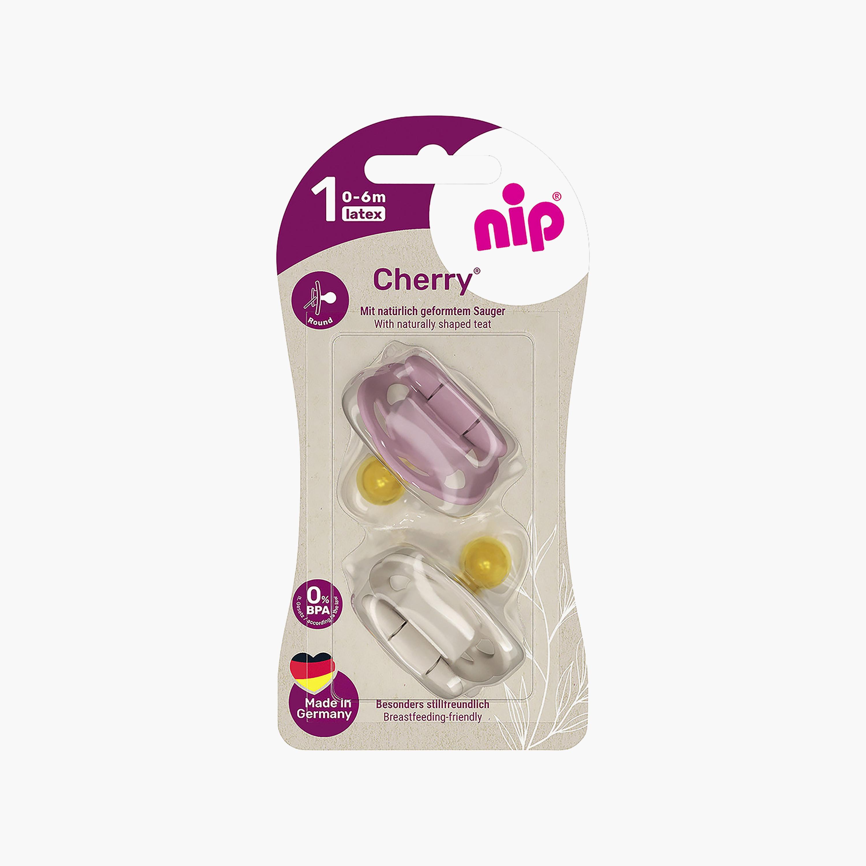 Nip 2-Piece Cherry Pacifier Round Soother - 0-6 Months - Purple & Grey-baby-feeding-pacifiers-image-5