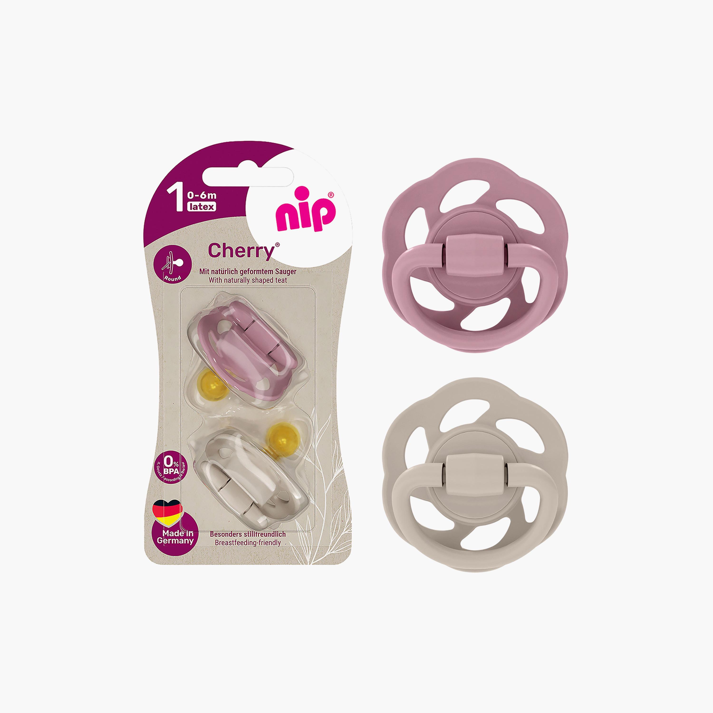 Nip 2-Piece Cherry Pacifier Round Soother - 0-6 Months - Purple & Grey-baby-feeding-pacifiers-image-6