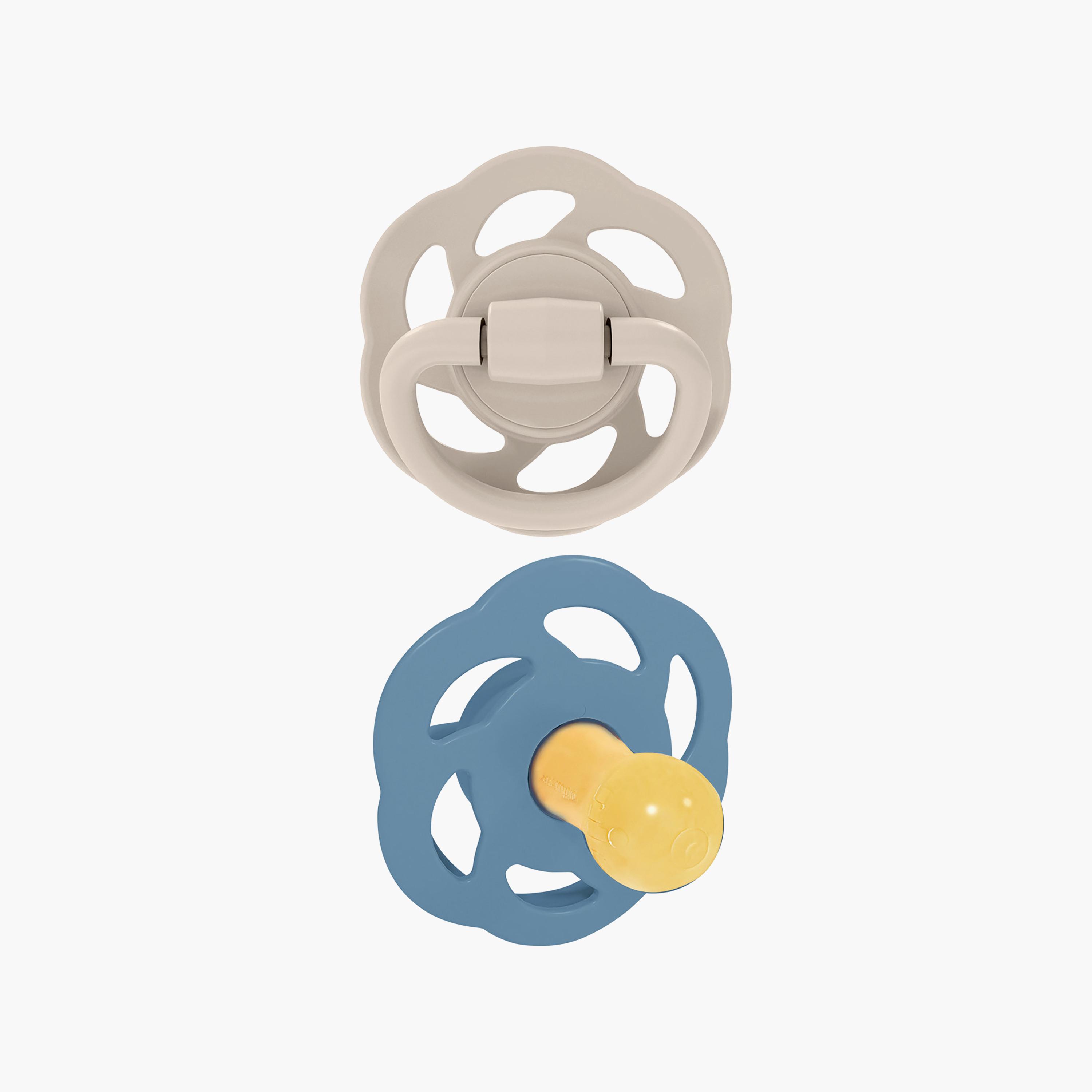 Nip 2-Pieces Cherry Pacifier Round Soother - 0-6 Months - Grey & Blue-baby-feeding-pacifiers-image-1