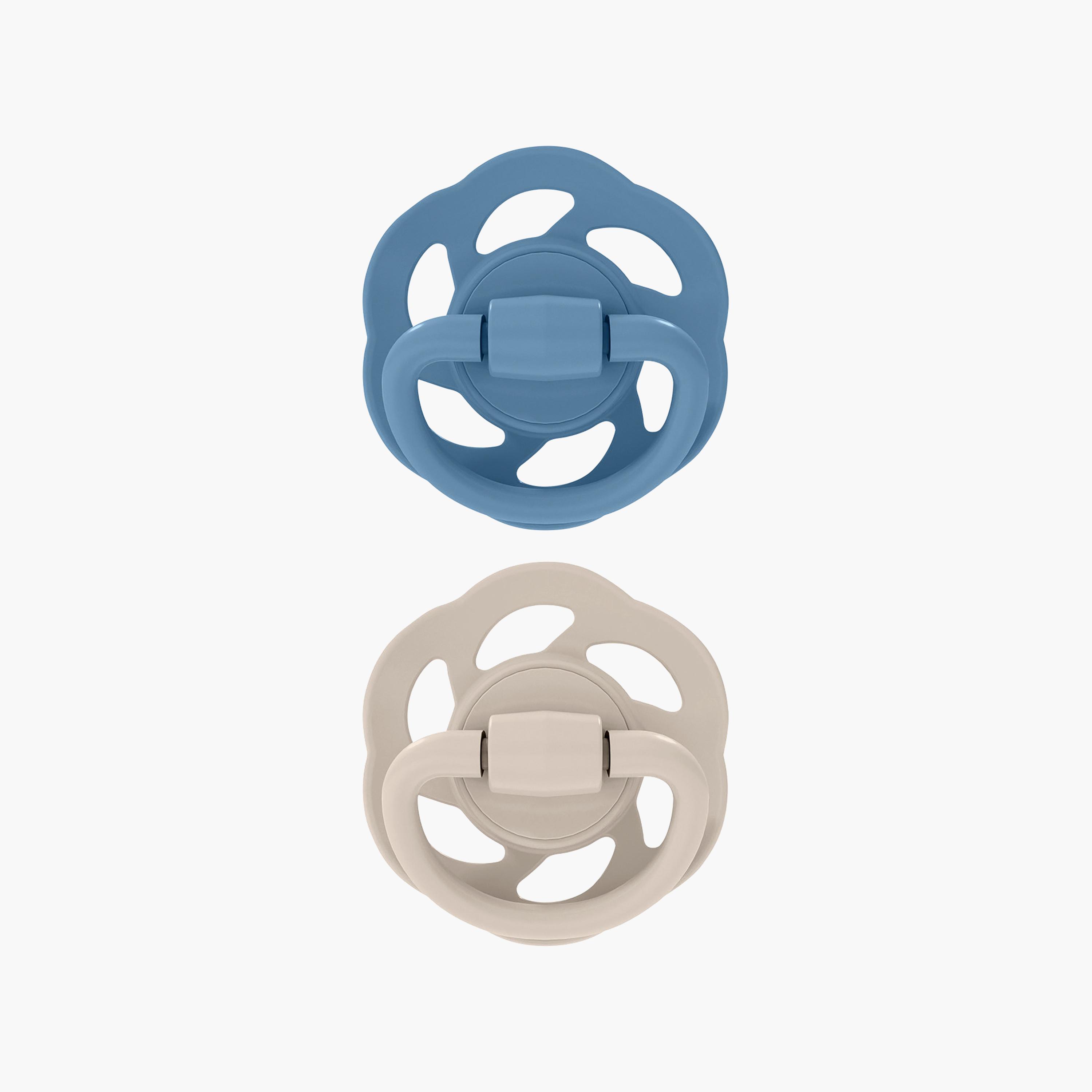 Nip 2-Pieces Cherry Pacifier Round Soother - 0-6 Months - Grey & Blue-baby-feeding-pacifiers-image-2