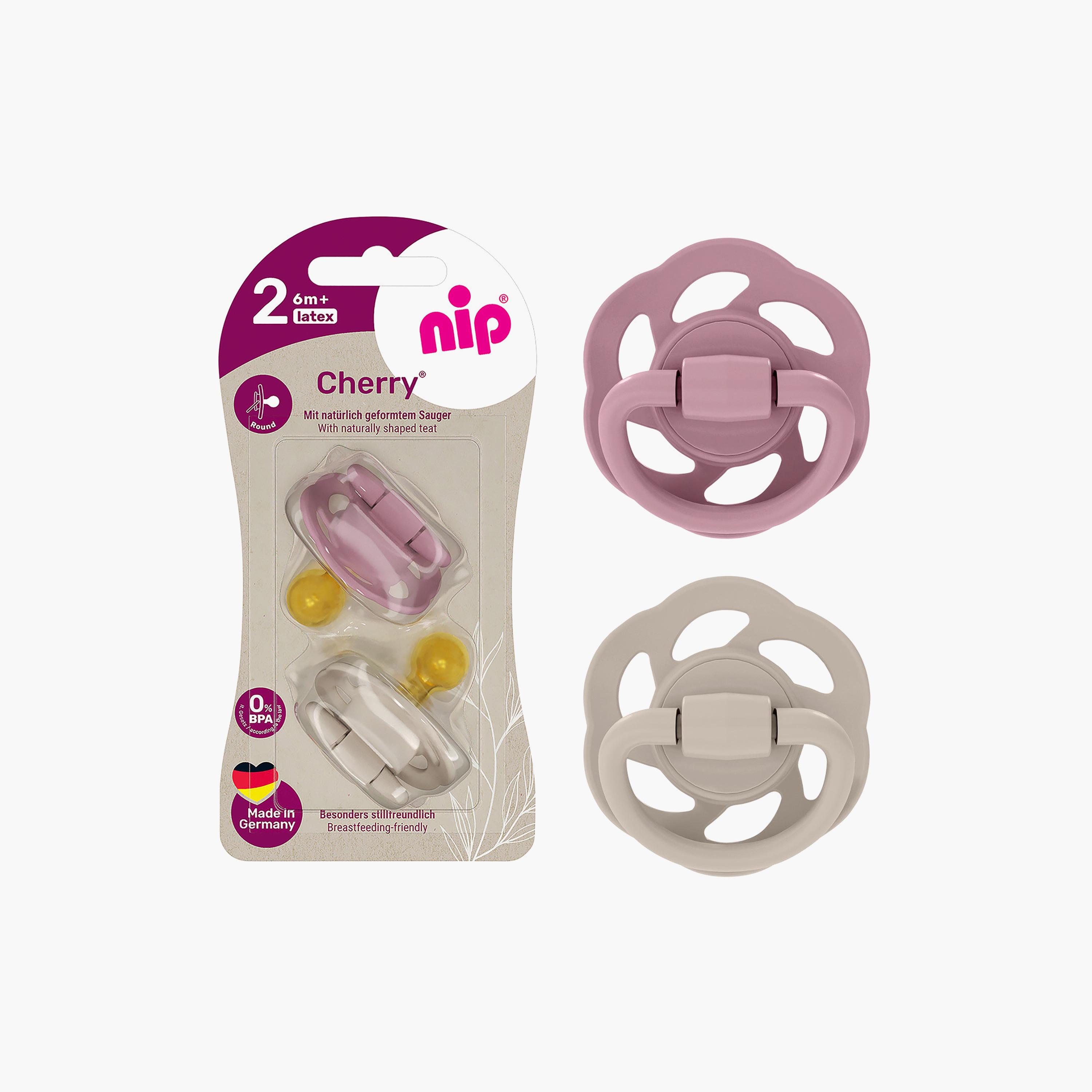 Nip 2-Pieces Cherry Pacifier Round Soother - Purple & Grey - 6 Months+-baby-feeding-pacifiers-image-5