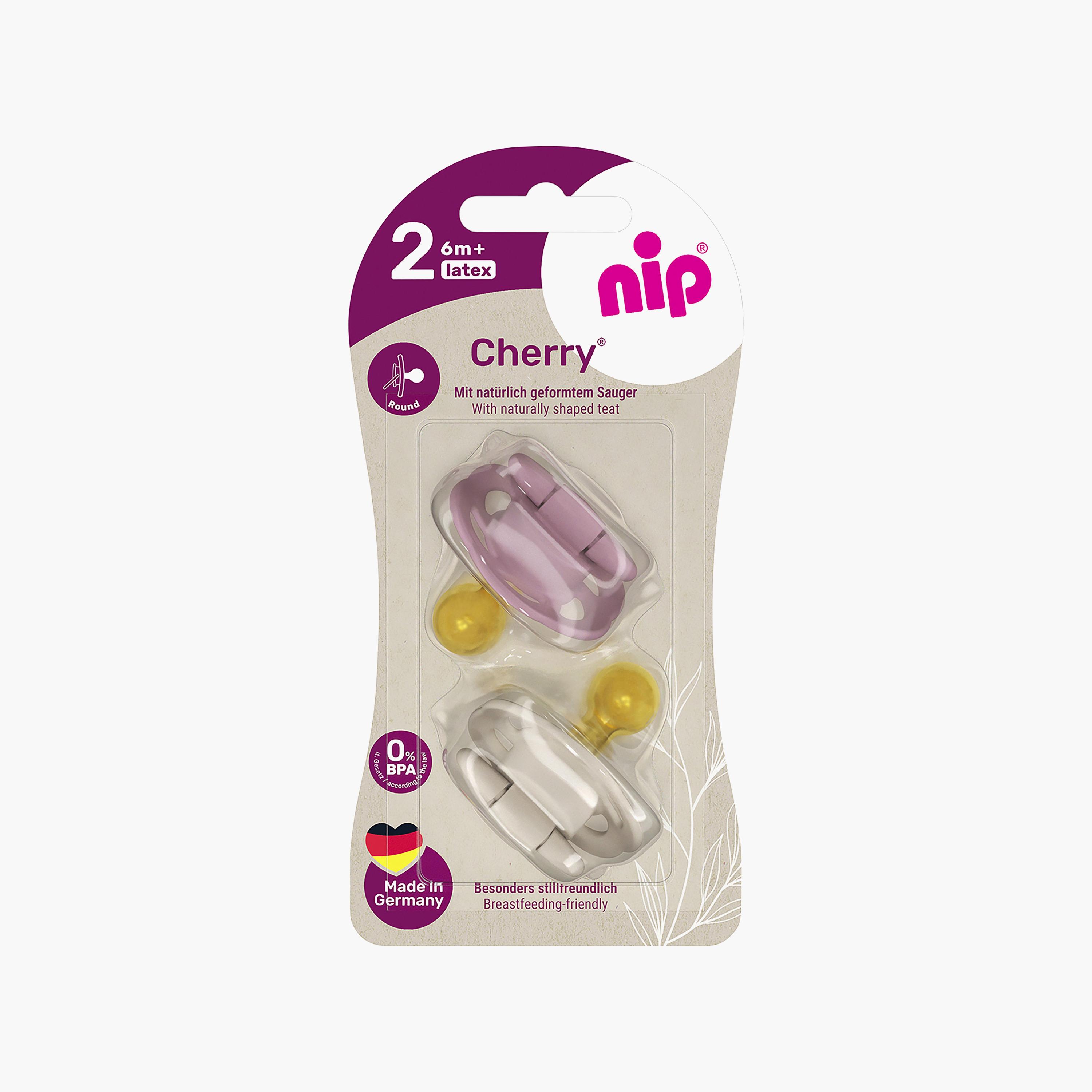 Nip 2-Pieces Cherry Pacifier Round Soother - Purple & Grey - 6 Months+-baby-feeding-pacifiers-image-6