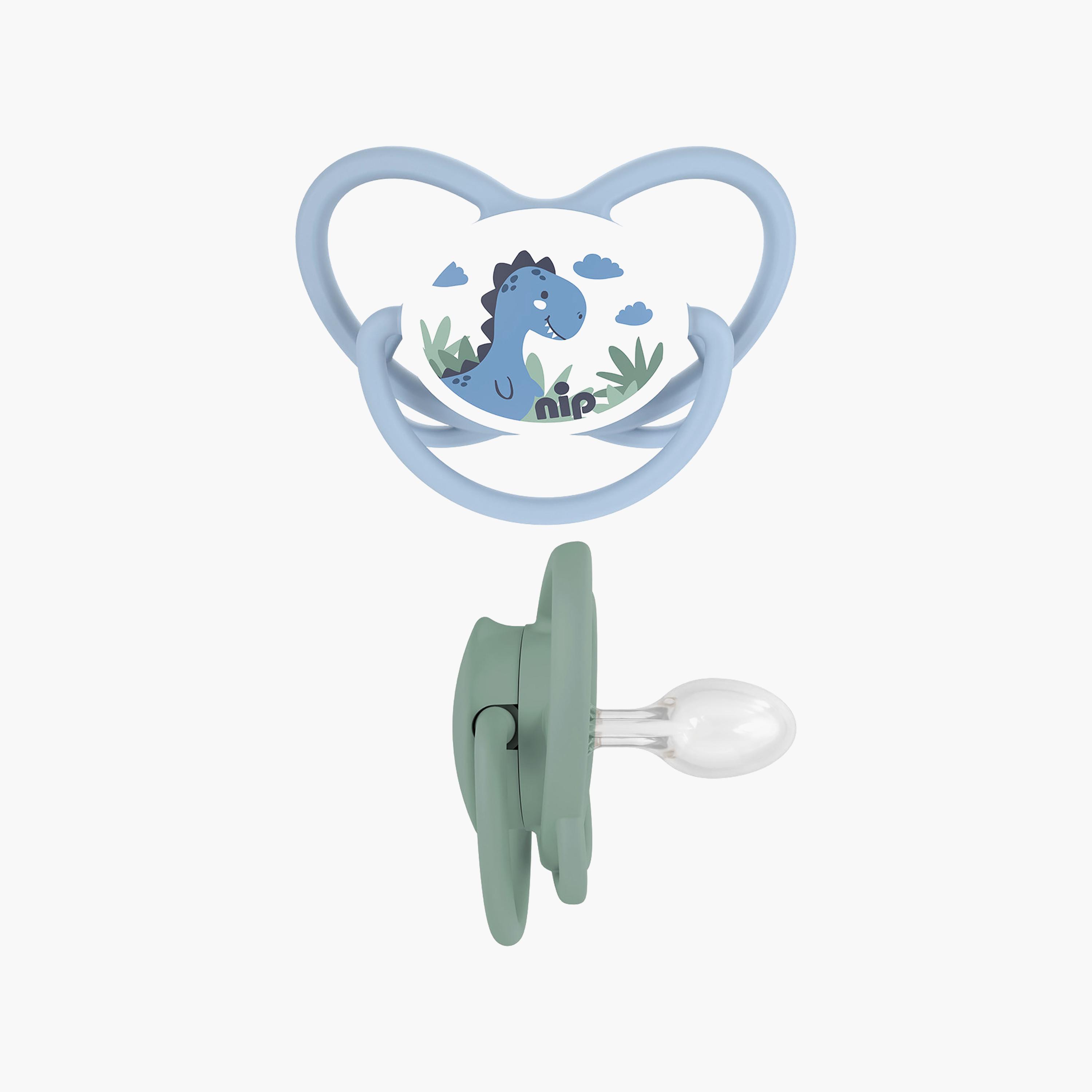 لهاية فراشة لتقويم الأسنان مع حلقة قطعتين - 0-6 أشهر - أزرق وأخضر من نيب-baby-feeding-pacifiers-image-1