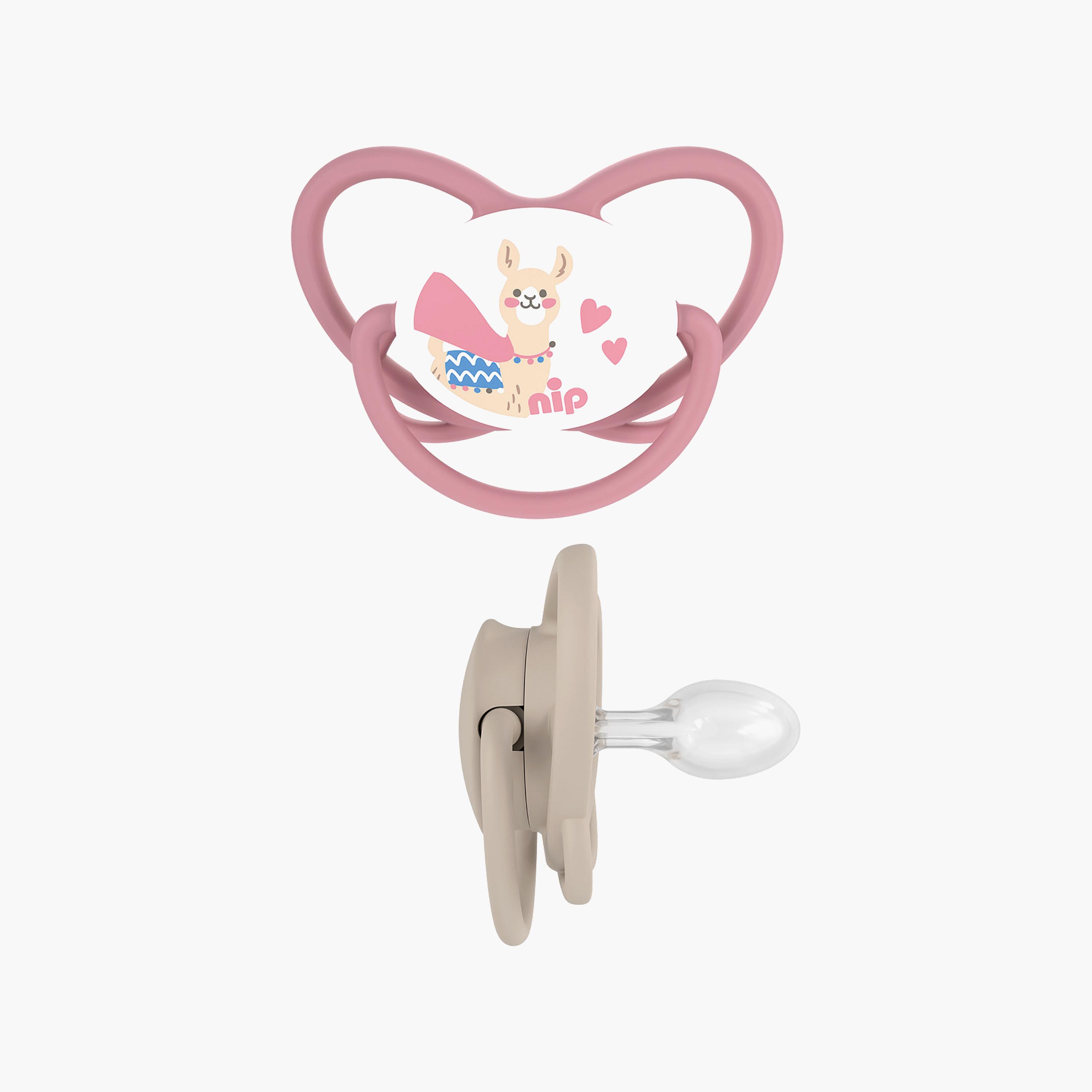 لهاية فراشة لتقويم الأسنان مع حلقة قطعتين - 0-6 أشهر - بني ووردي من نيب-baby-feeding-pacifiers-image-1