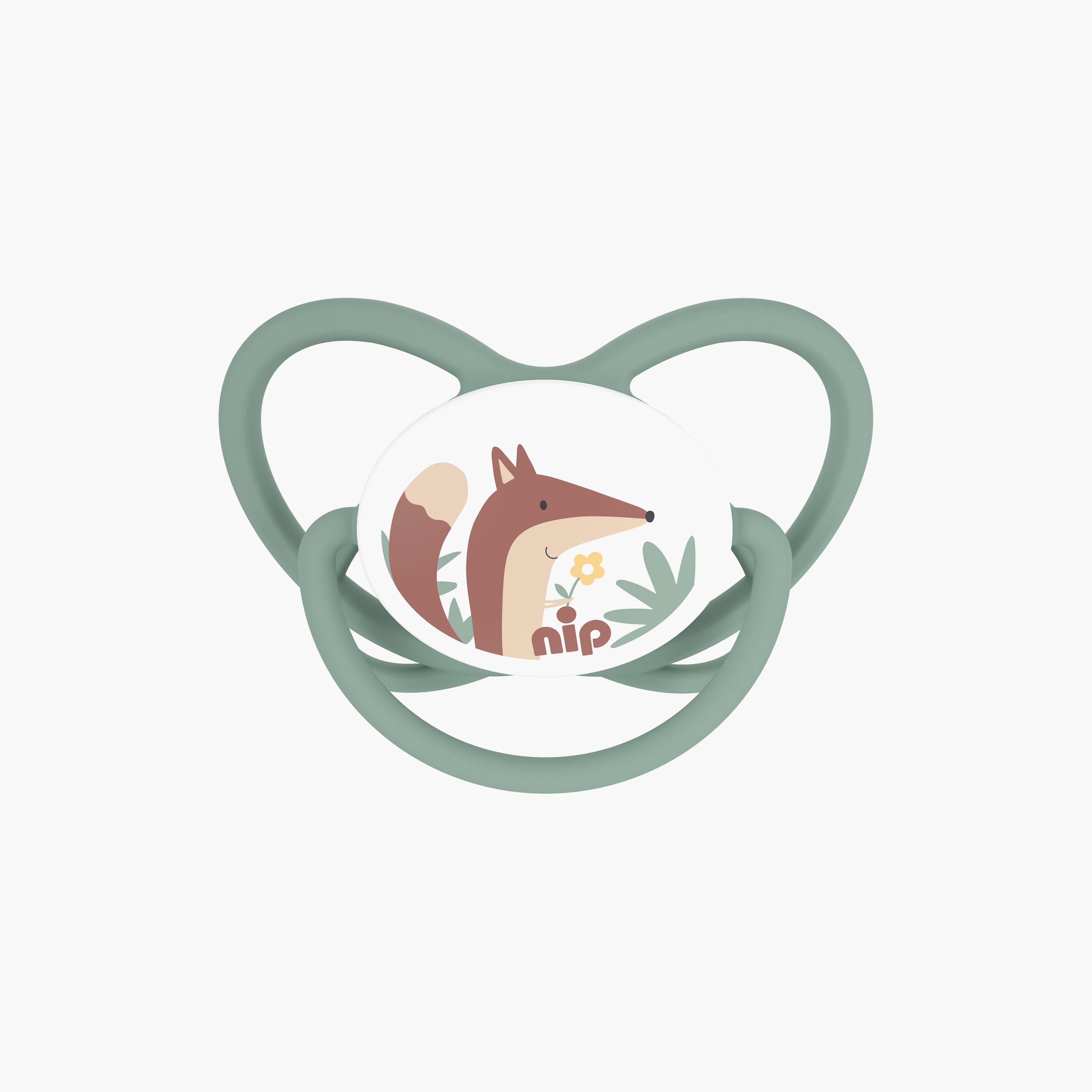لهاية فراشة لتقويم الأسنان مع حلقة قطعتين - 5-18 شهرًا - رمادي وأخضر من نيب-baby-feeding-pacifiers-image-6