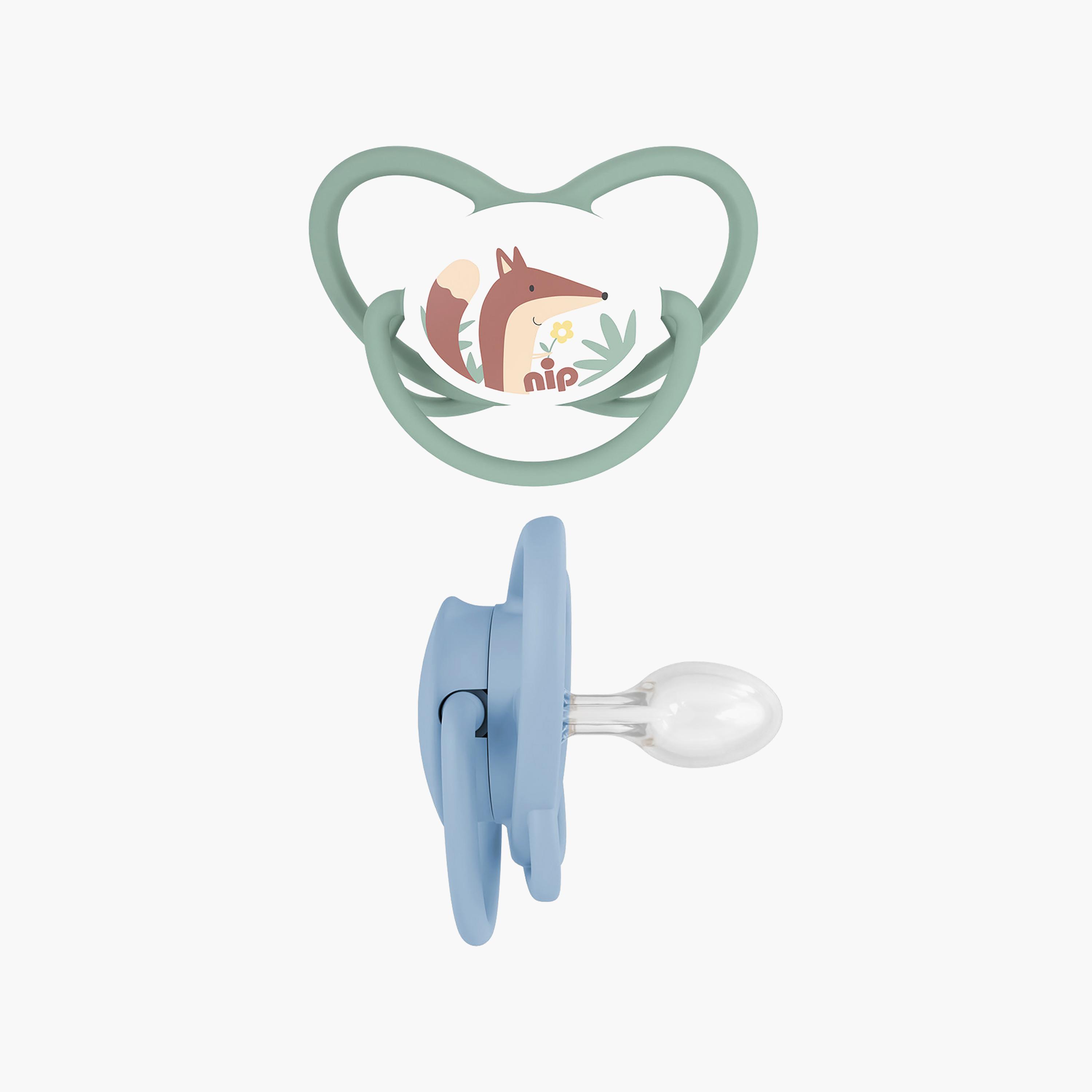 Nip 2-Piece Butterfly Orthodontic Soother with Ring - 5-18 Months - Blue & Green-baby-feeding-pacifiers-image-1