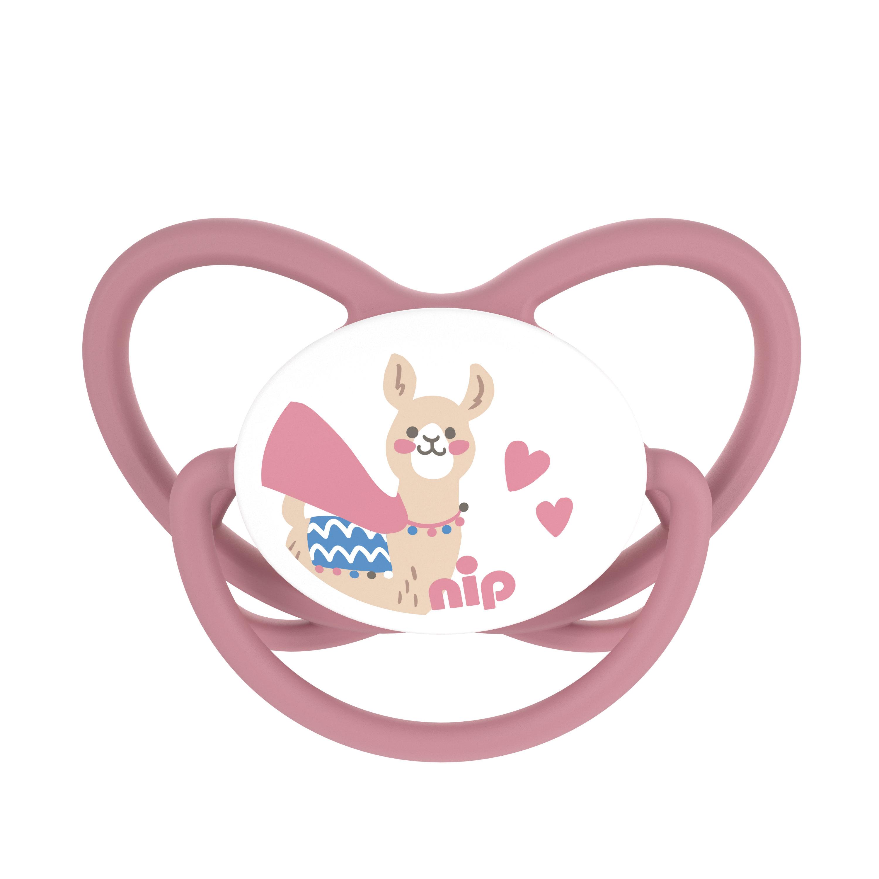 لهاية فراشة لتقويم الأسنان مع حلقة قطعتين - 5-18 شهرًا - رمادي ووردي من نيب-baby-feeding-pacifiers-image-6