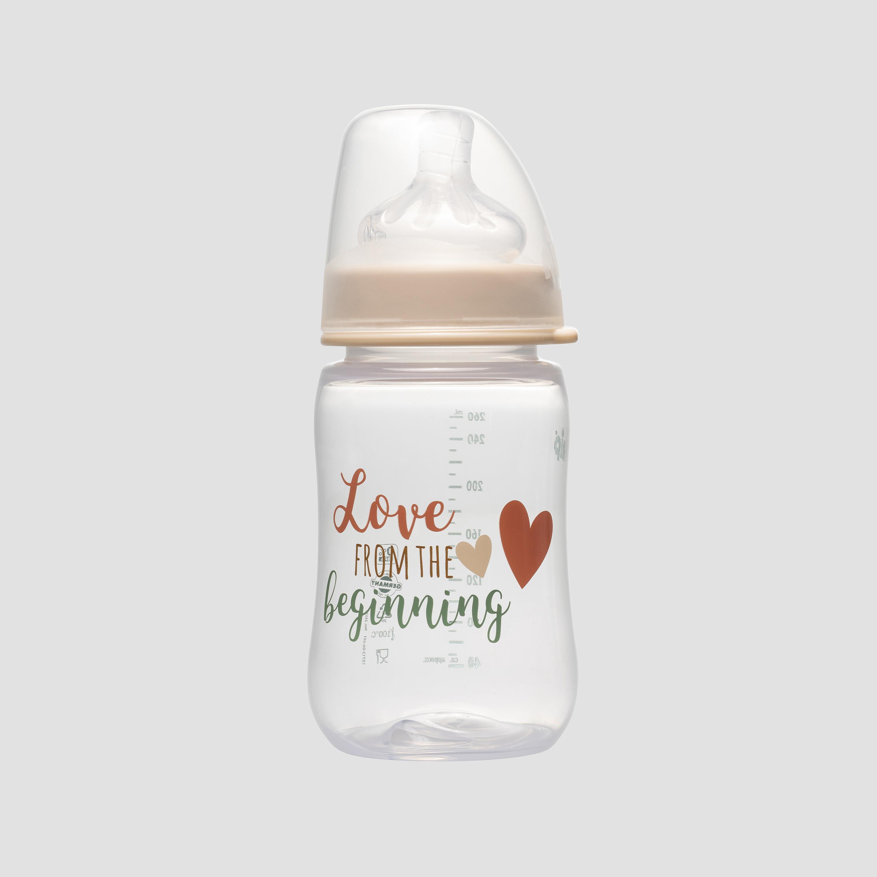زجاجة حليب برقبة واسعة - تدفق متوسط - 260 مل - لوف أند بيتش من نيب-baby-feeding-feedingbottles-bottlesandteats-image-1