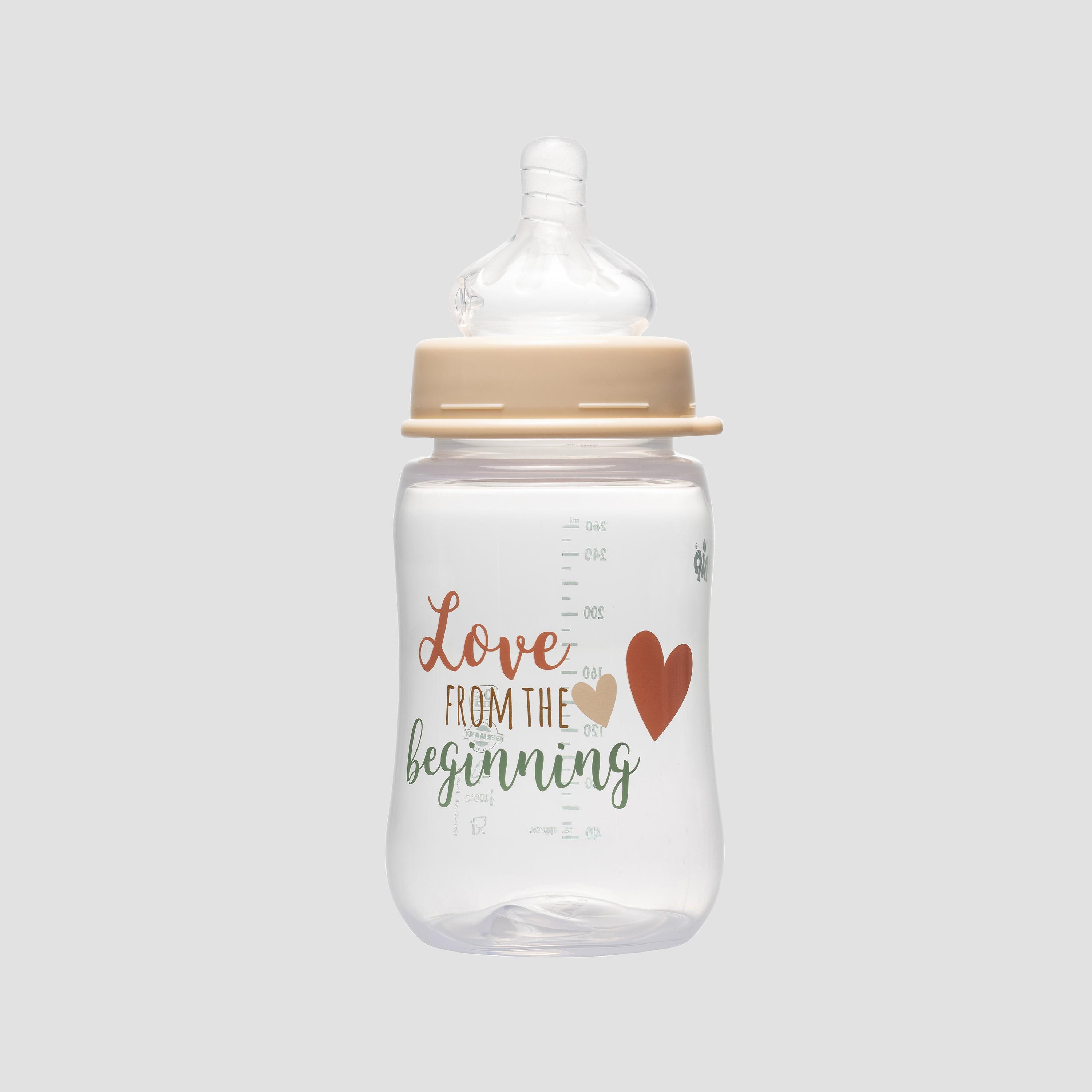 زجاجة حليب برقبة واسعة - تدفق متوسط - 260 مل - لوف أند بيتش من نيب-baby-feeding-feedingbottles-bottlesandteats-image-2