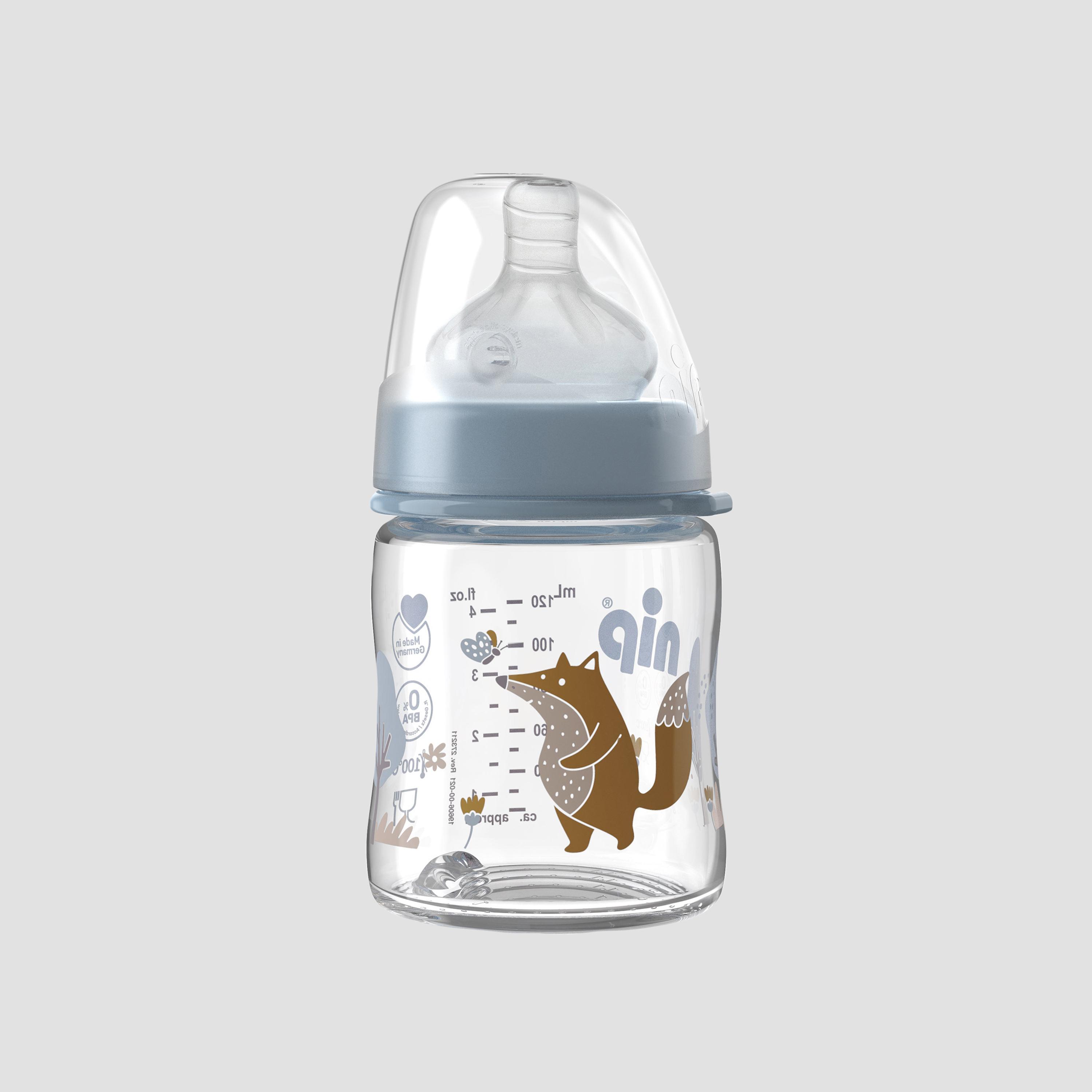 زجاجة زجاجية برقبة واسعة تدفق بطيء - 120 مل - ثعلب من نيب-baby-feeding-feedingbottles-bottlesandteats-image-2