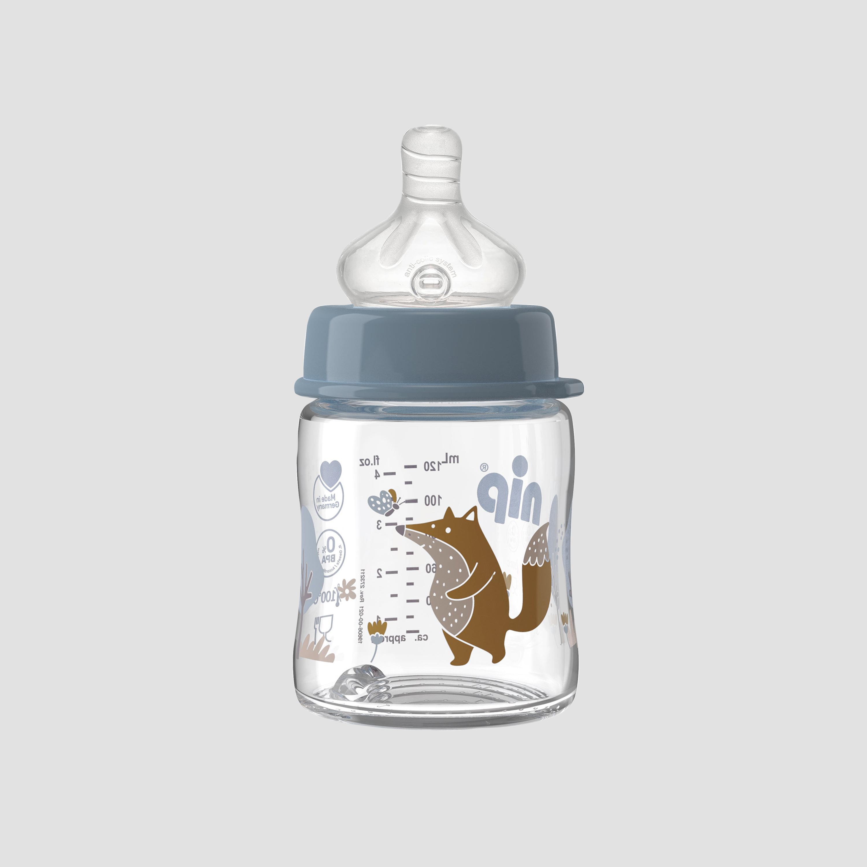 زجاجة زجاجية برقبة واسعة تدفق بطيء - 120 مل - ثعلب من نيب-baby-feeding-feedingbottles-bottlesandteats-image-3