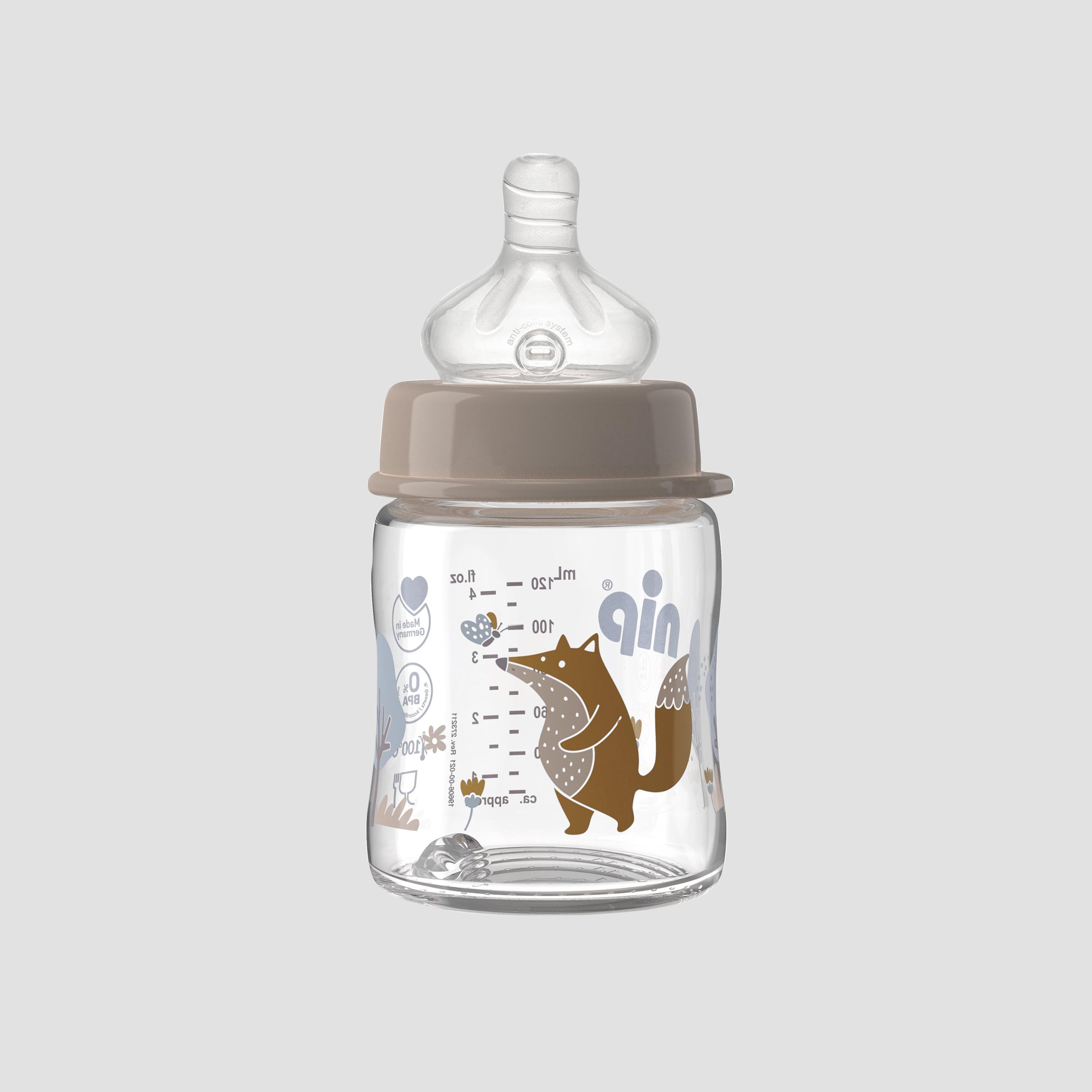 زجاجة زجاجية برقبة واسعة تدفق بطيء - 120 مل - ثعلب من نيب-baby-feeding-feedingbottles-bottlesandteats-image-2